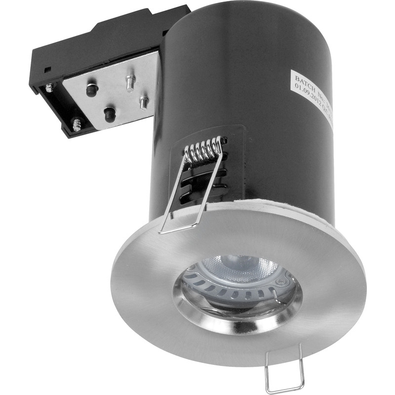 Meridian Lighting LED 5W COB Fire Rated IP65 GU10 Downlight Satin 330lm in Chrome | Compare The Build