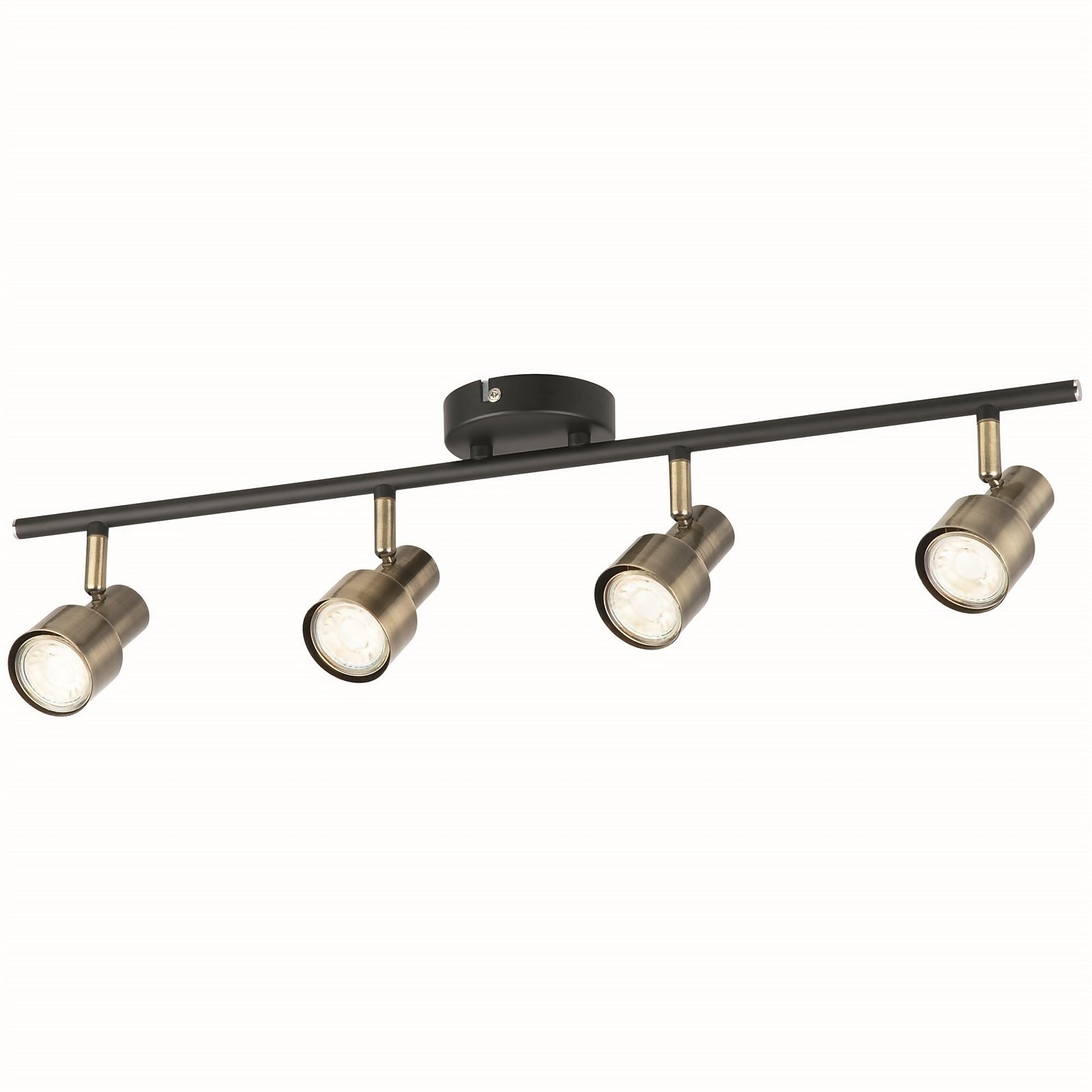 Noah 4 Lamp Spotlight, Plate, Black/Antique Brass | Compare The Build