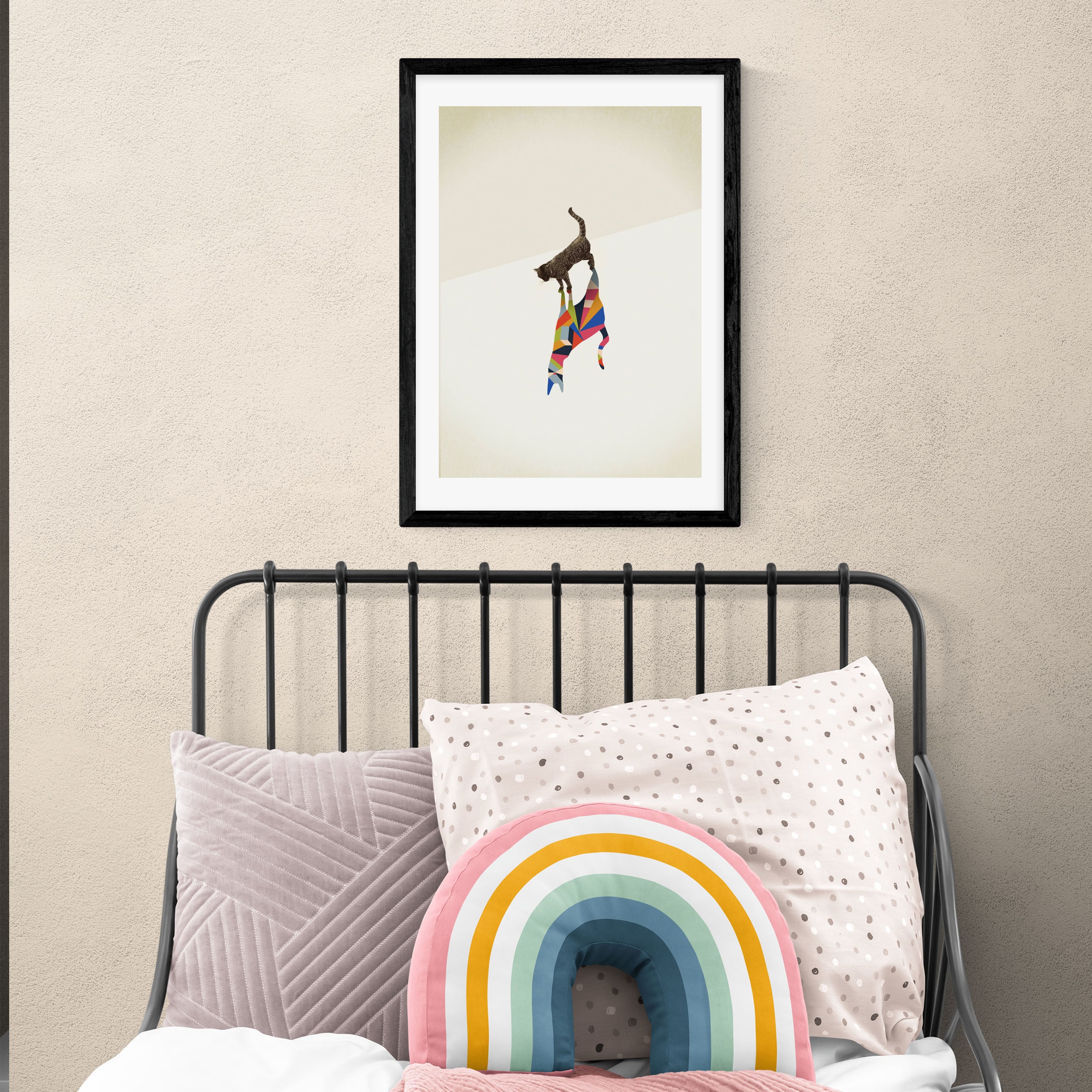 East End Prints Cat 2 Print Blue/Pink/Yellow | Compare The Build