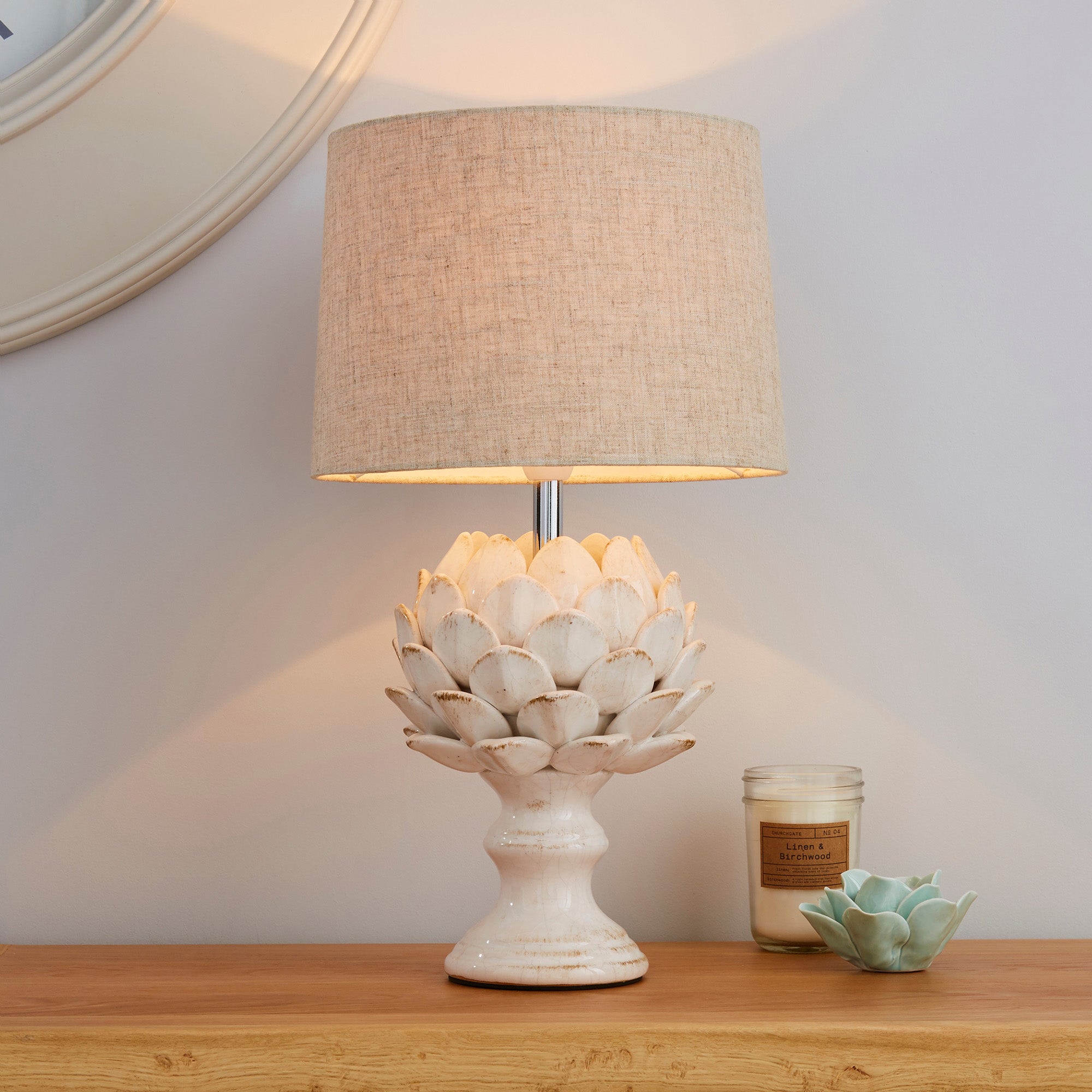 Dorma Brimstage Cream Artichoke and Linen Shade Table Lamp Cream Price Comparisons | Compare The Build