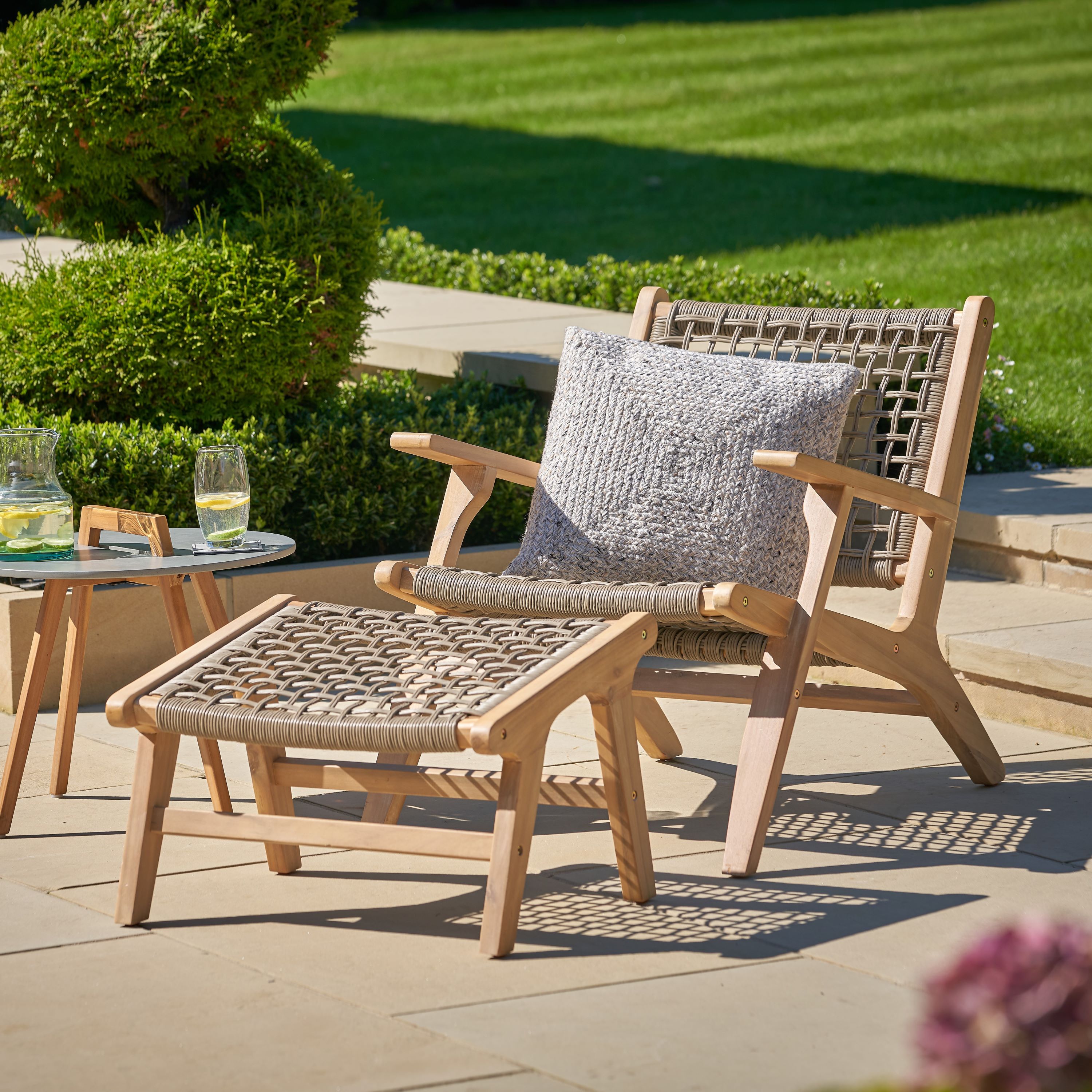 Sesto Garden Chair and Footstool Set Taupe | Compare The Build