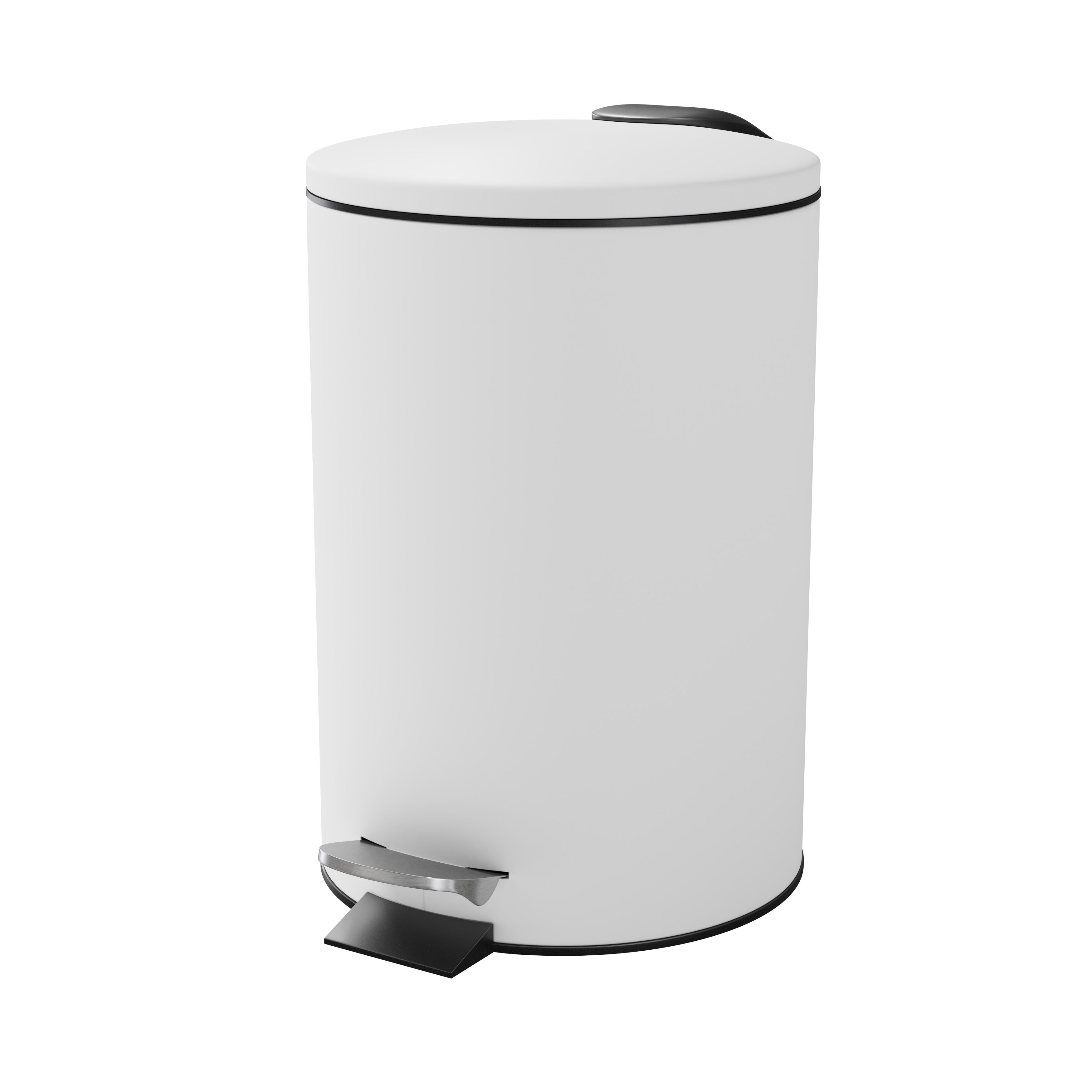 GoodHome Koros White Steel Round Bathroom Pedal Bin, 3L | Compare The Build