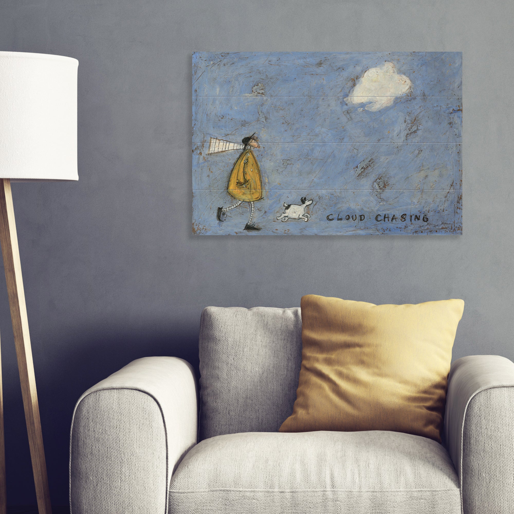 The Art Group Cloud Chasing Wooden Wall Art Blue/Yellow Price Comparisons | Compare The Build