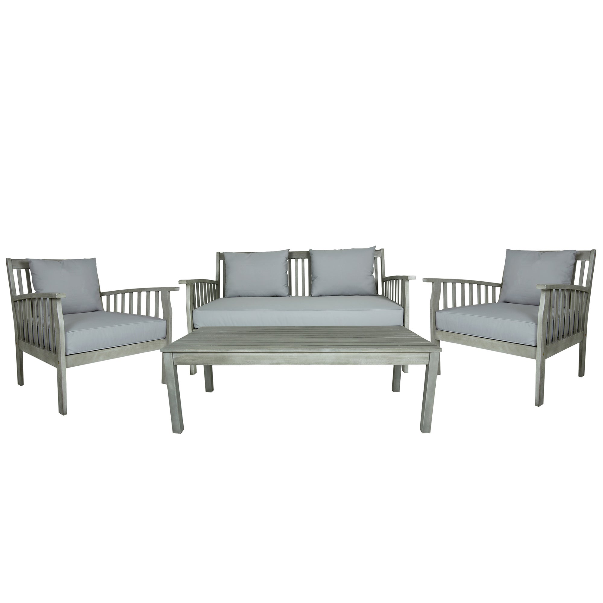 Acacia Washed Wood Lounge Set White | Compare The Build