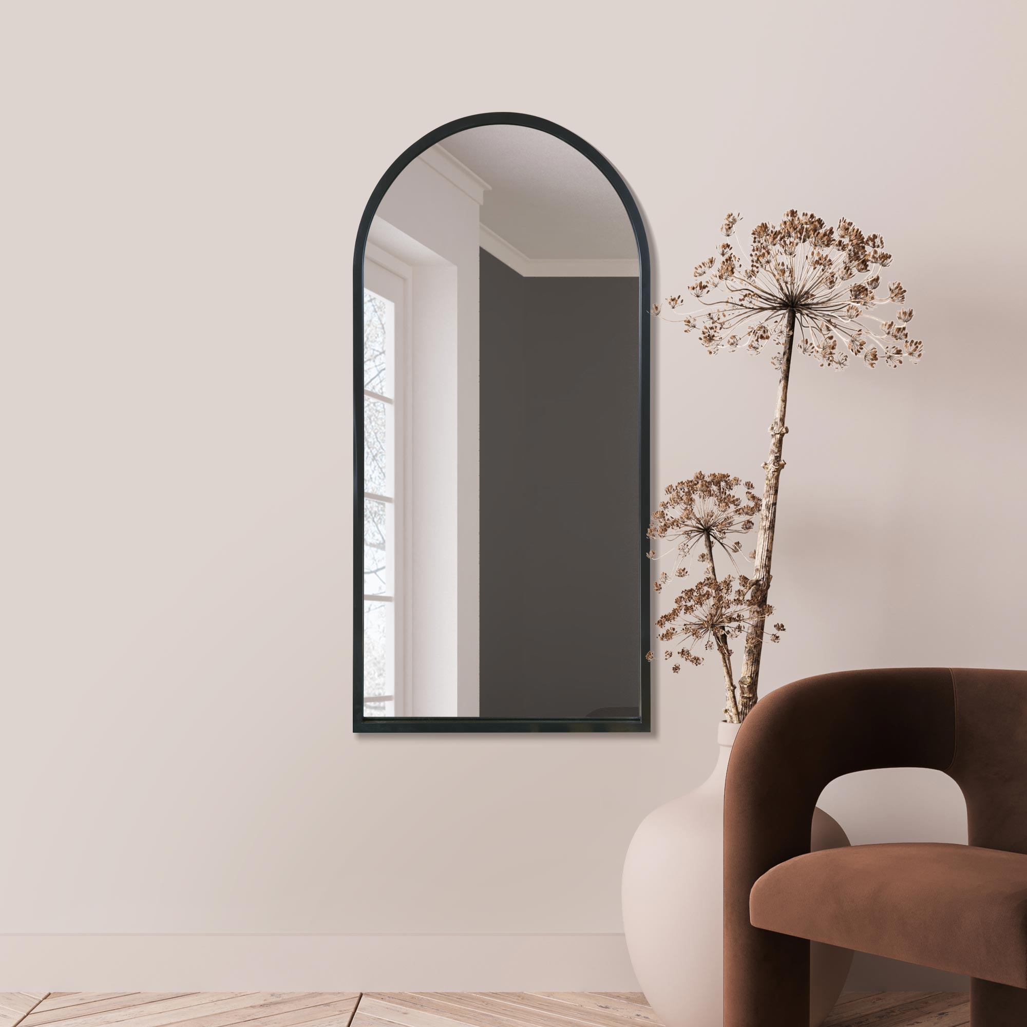 Arcus Framed Arched Wall Mirror Black Price Comparisons | Compare The Build