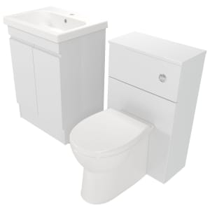 Deccado Clifton Bright White 600mm Freestanding Vanity & 500mm Toilet Pan Unit with Basin Modular Combination Price Comparisons | Compare The Build