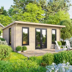 Power Sheds 18 x 12ft Central Doors Pent Notched Logs Log Cabin Price Comparisons | Compare The Build