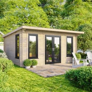 Power Sheds 16 x 12ft Central Doors Pent Notched Logs Log Cabin Price Comparisons | Compare The Build