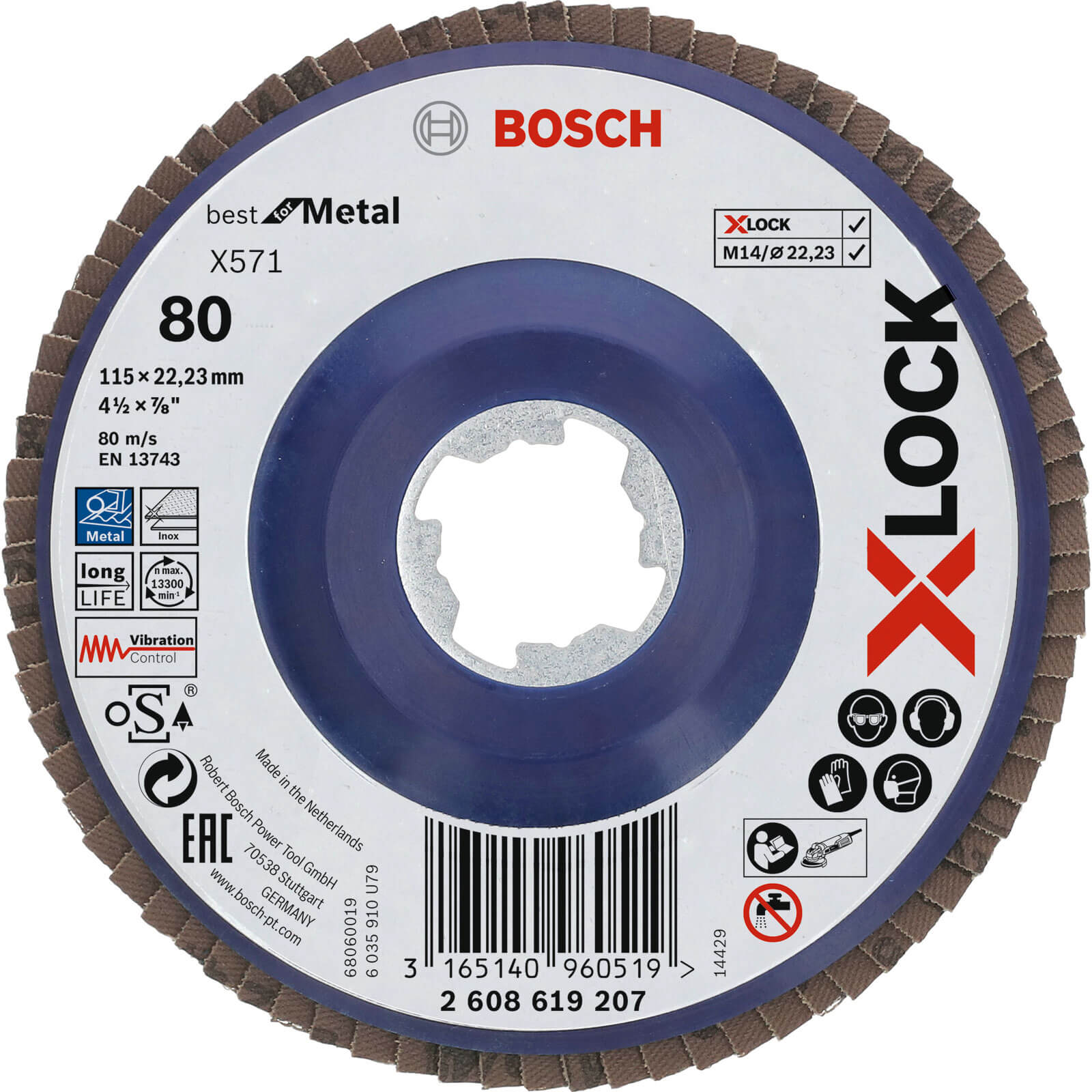 Bosch X Lock Zirconium Abrasive Straight Flap Disc 115mm 80g Pack of 1 | Compare The Build