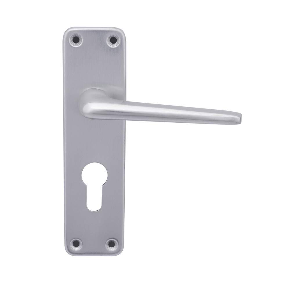 Eclipse Contract Satin Aluminium Lever on Backplate Fire Rated Door Handle - Euro Profile 39916 | Compare The Build