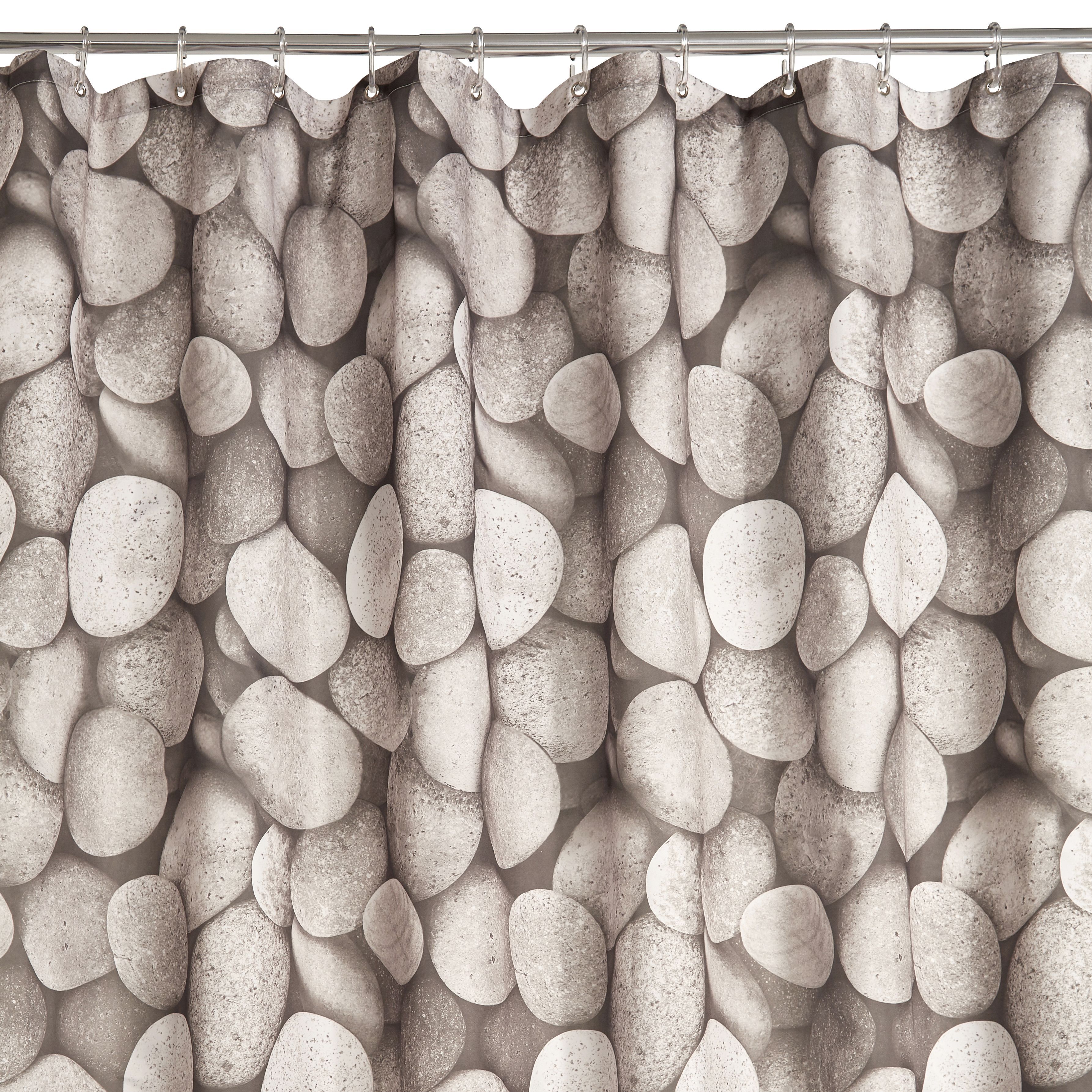 Grey Pebble Shower Curtain (L)2000 mm | Compare The Build