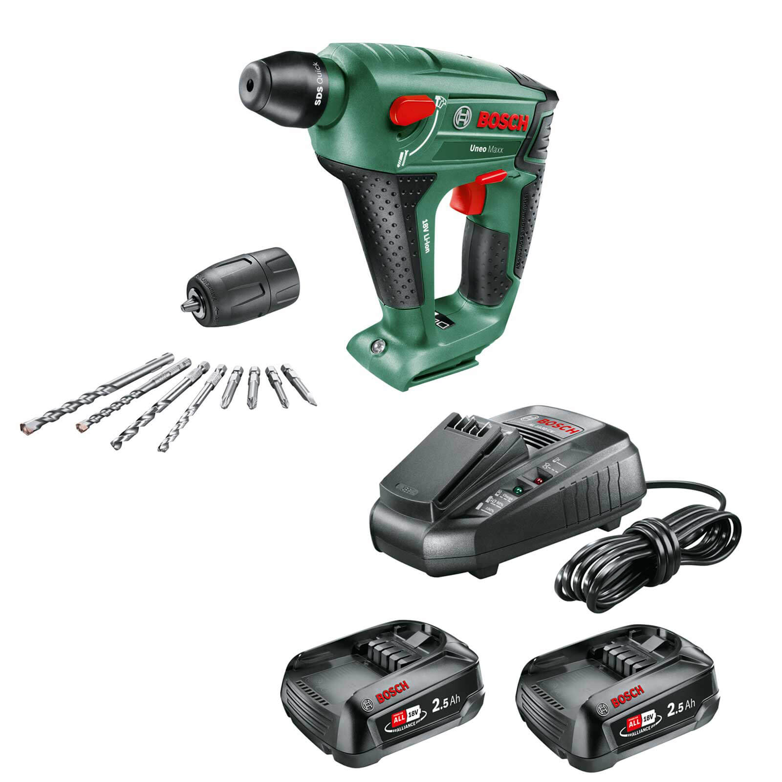 Bosch UNEO MAXX 18 LI 18v Cordless Rotary Hammer Drill 2 x 2.5ah Li-ion Charger No Case | Compare The Build