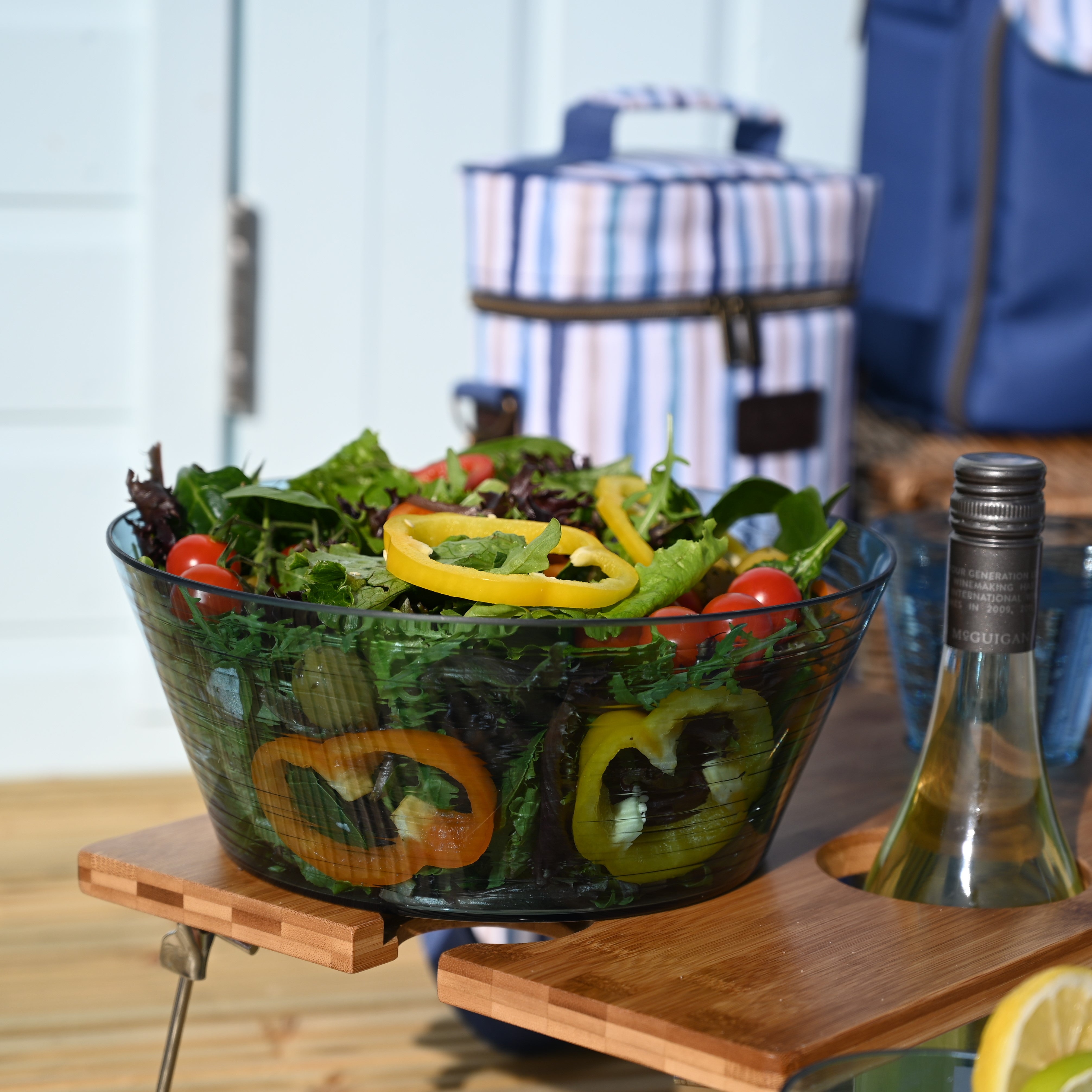 Three Rivers Blue Linear Salad Bowl Blue Price Comparisons | Compare The Build