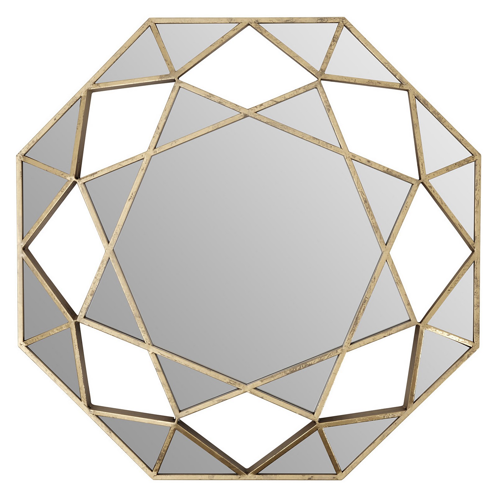 Marcia Faceted Octagonal Wall Mirror - Gold - 81cm Price Comparisons | Compare The Build