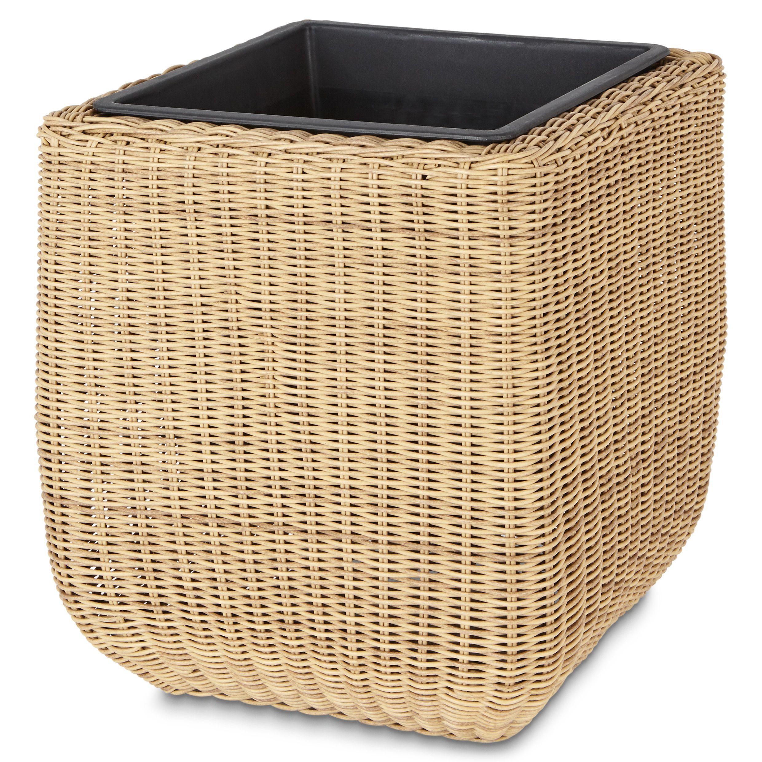 Blooma Loa Brown Rattan Effect Plastic Rounded Square Plant Pot (Dia)40Cm Price Comparisons | Compare The Build