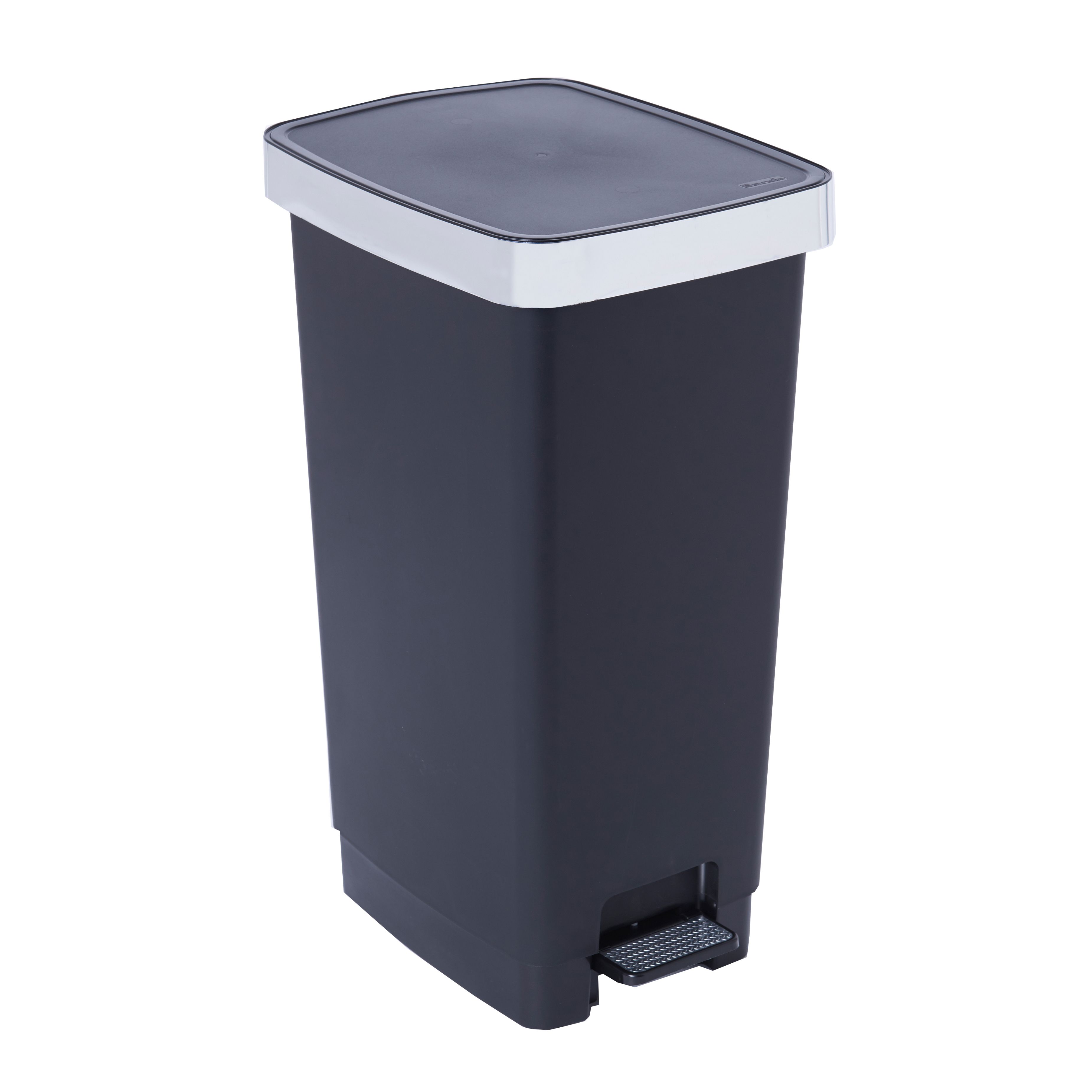 Sundis Pedal Silver Effect Plastic Rectangular Freestanding Kitchen Bin, 40L | Compare The Build