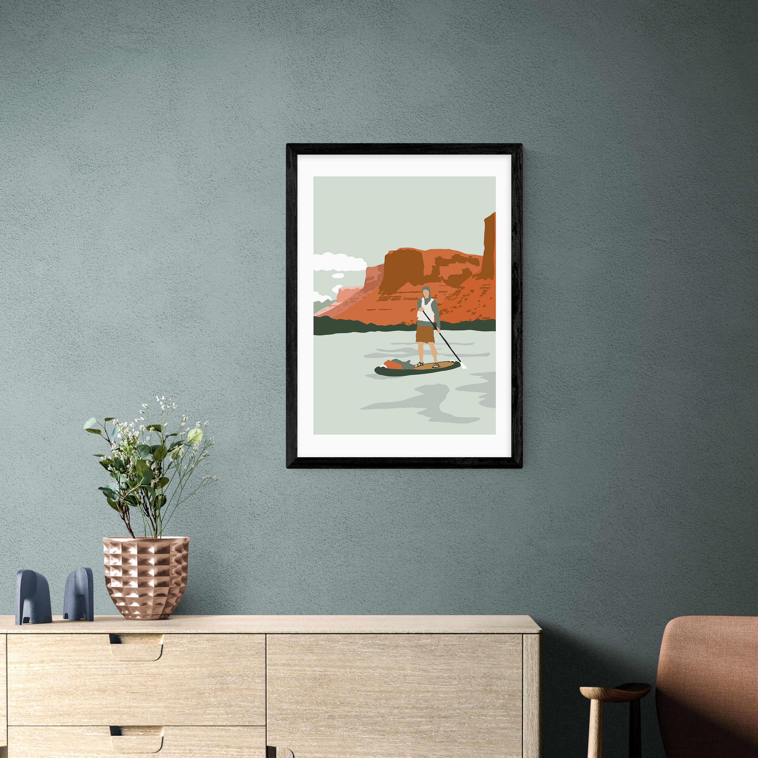 East End Prints Desert Paddle Boarding Print Orange | Compare The Build