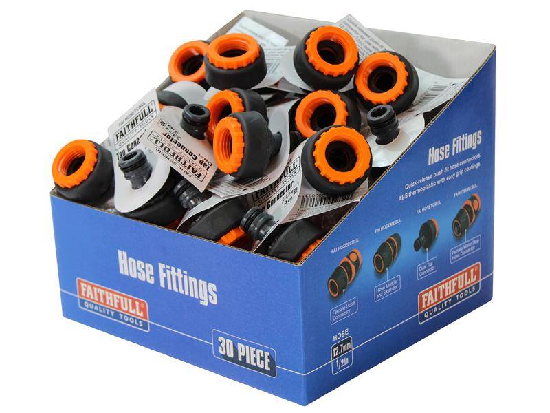 Faithfull FAIHOSETCBUL Plastic Tap Hose Connector 1/2 & 3/4in (Box 30) Price Comparisons | Compare The Build