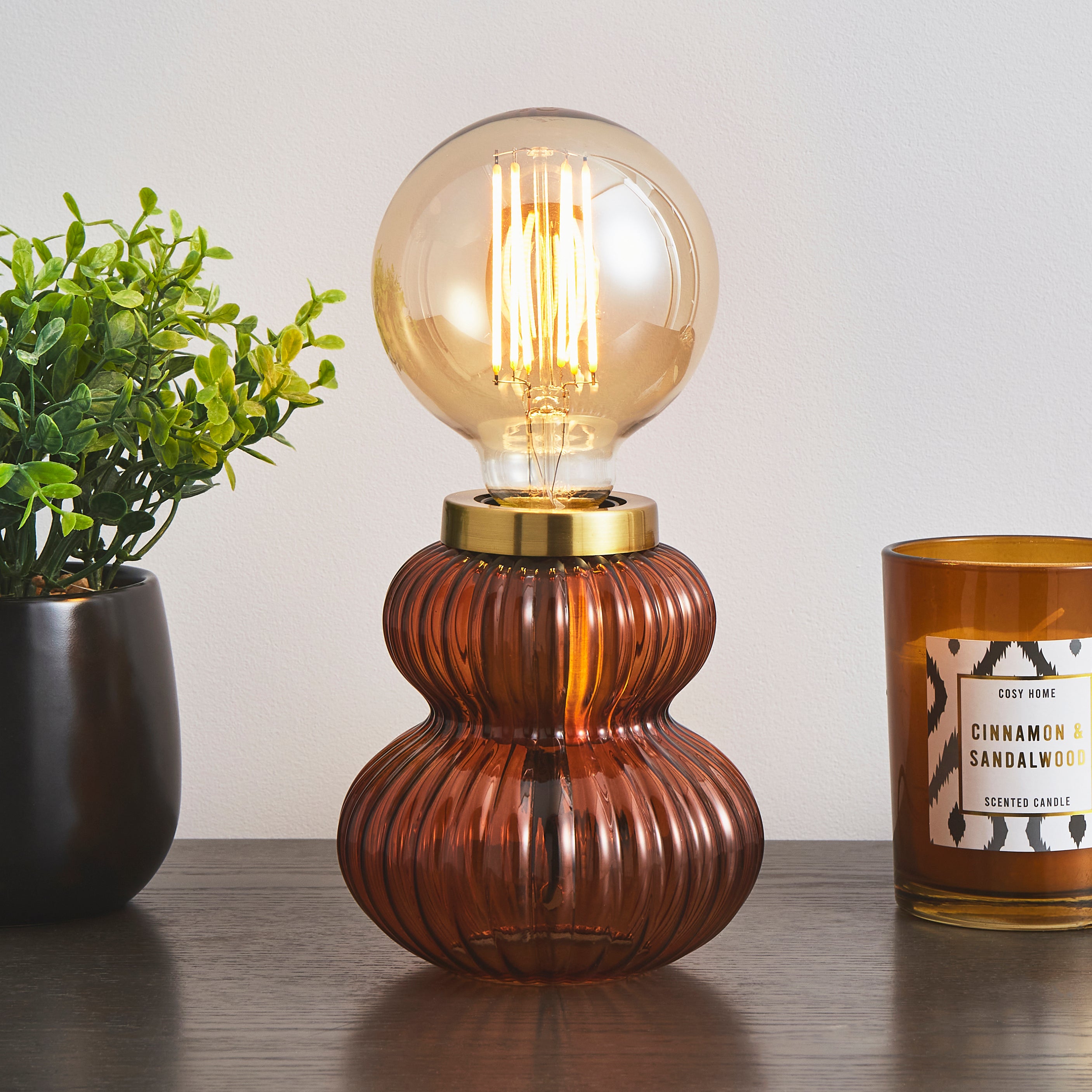 Nolan Ribbed Glass Table Lamp Base Orange Price Comparisons | Compare The Build