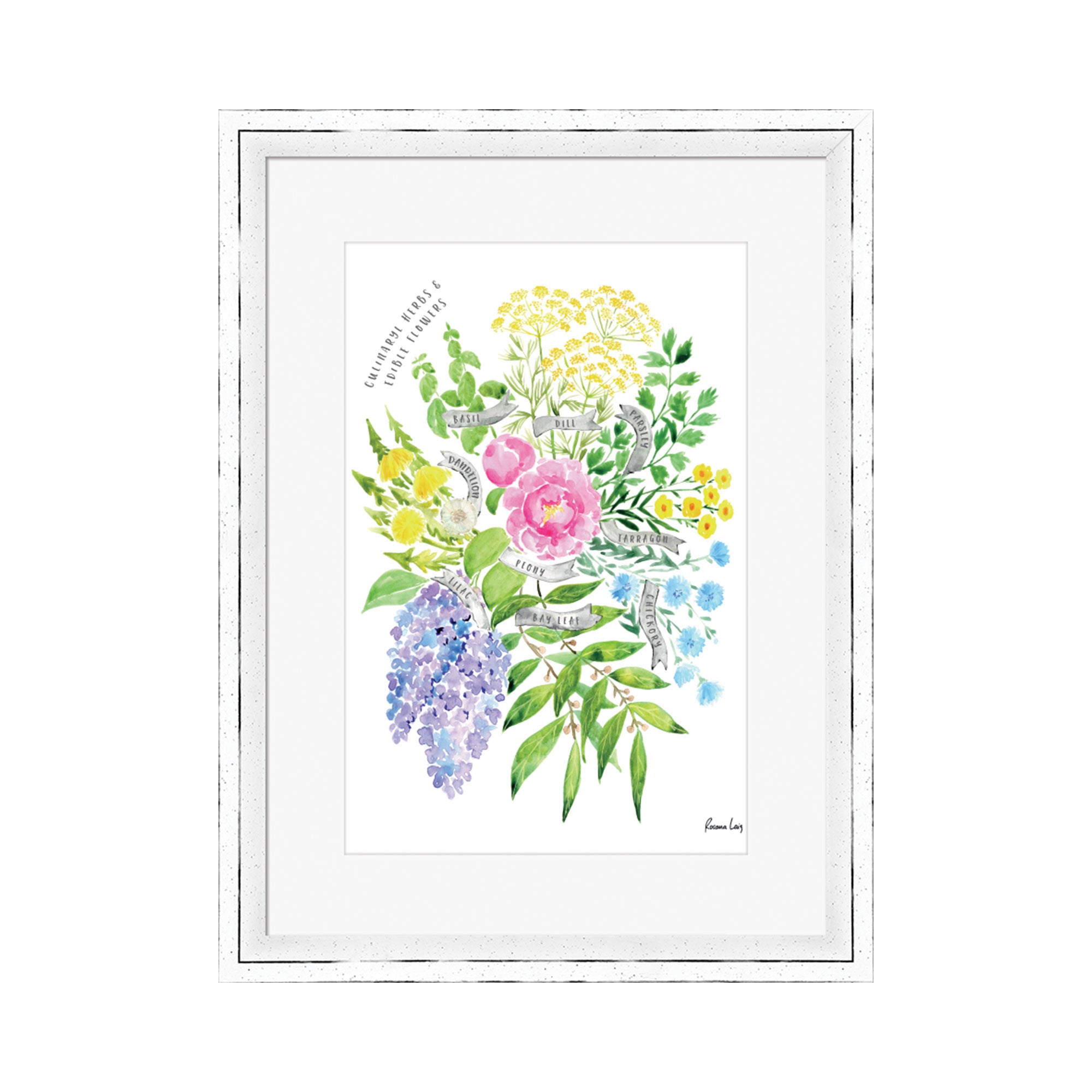 The Art Group Culinary Herbs & Edible Flowers Watercolour Bouquet Framed Print MultiColoured Price Comparisons | Compare The Build