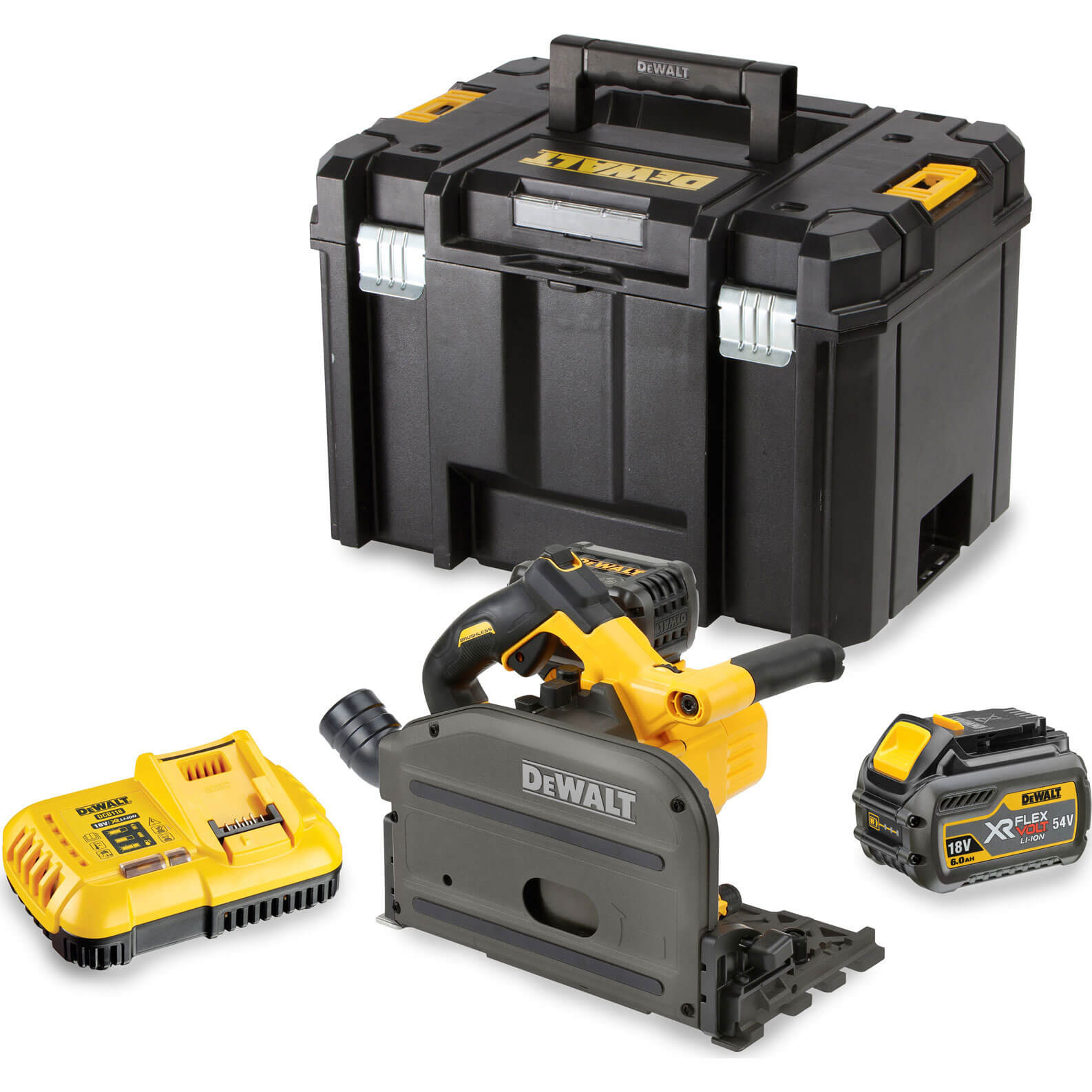 DeWalt DCS520 54v XR Cordless Brushless FLEXVOLT Plunge Saw 165mm 2 x 6ah Li-ion Charger Case Price Comparisons | Compare The Build