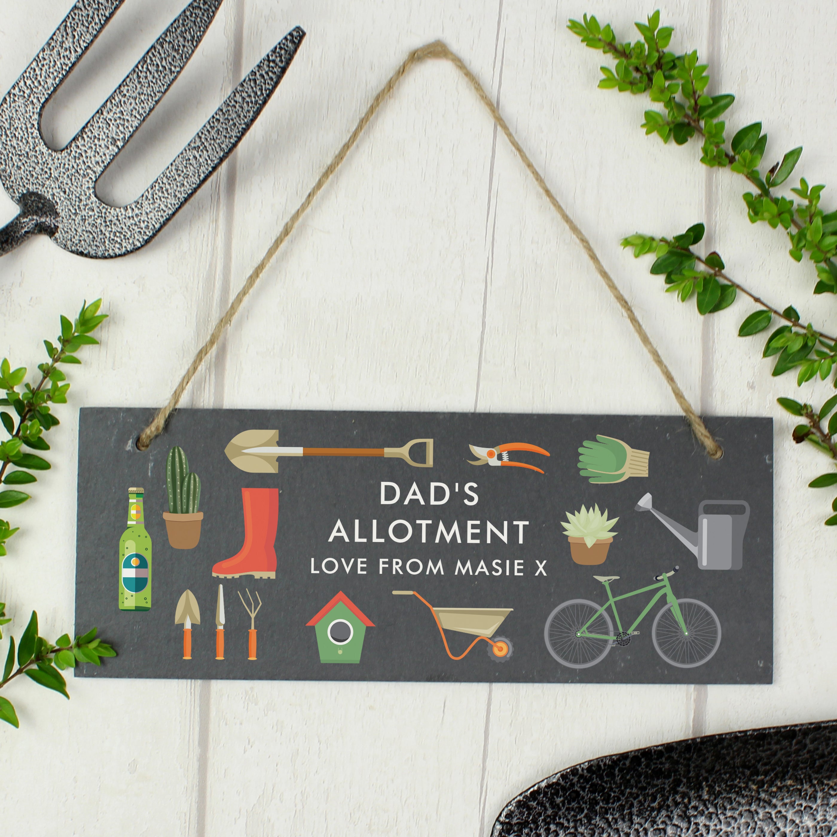 Personalised Garden Printed Hanging Slate Plaque Slate (Grey) Price Comparisons | Compare The Build