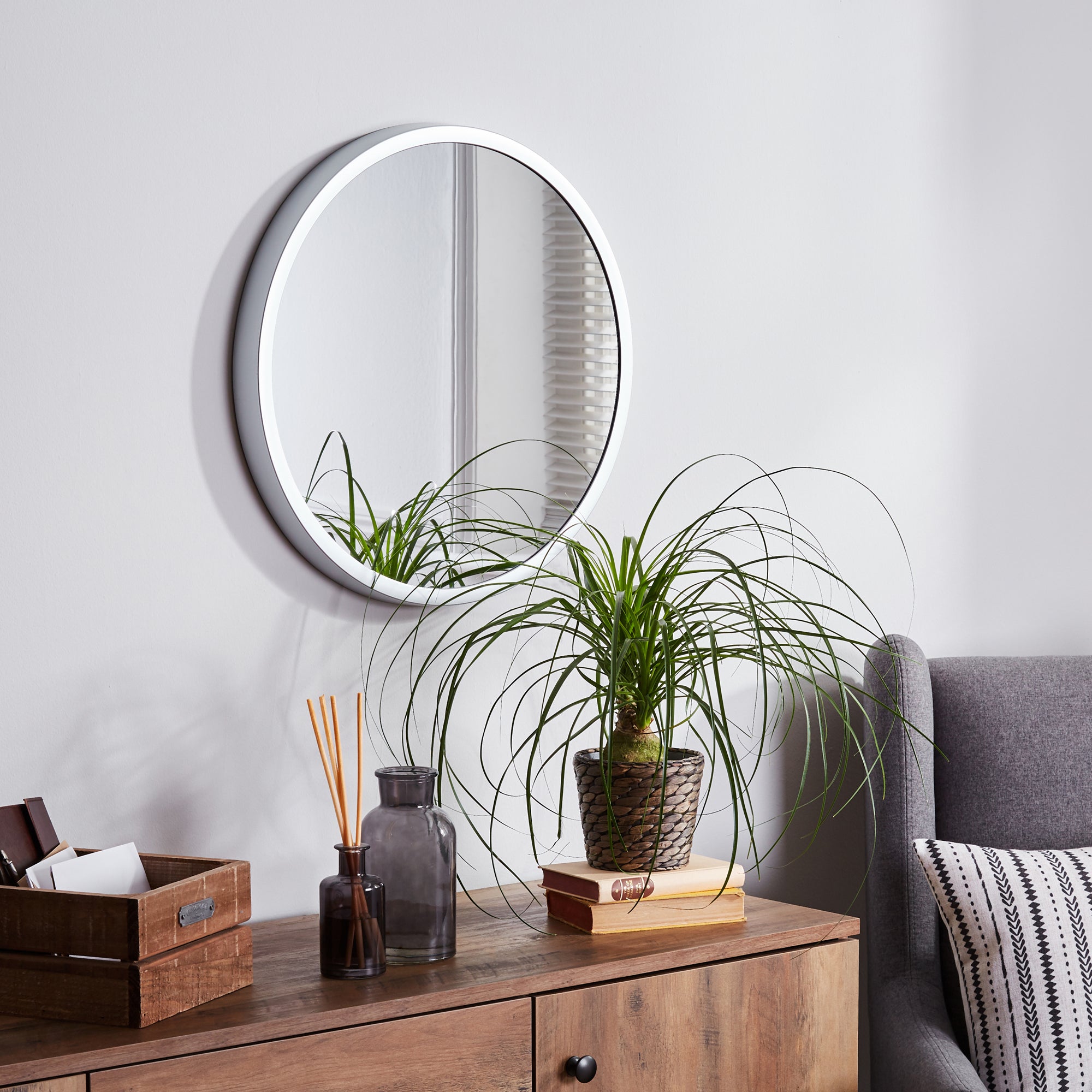 Elements Round Wall Mirror, Silver 55cm Silver Price Comparisons | Compare The Build