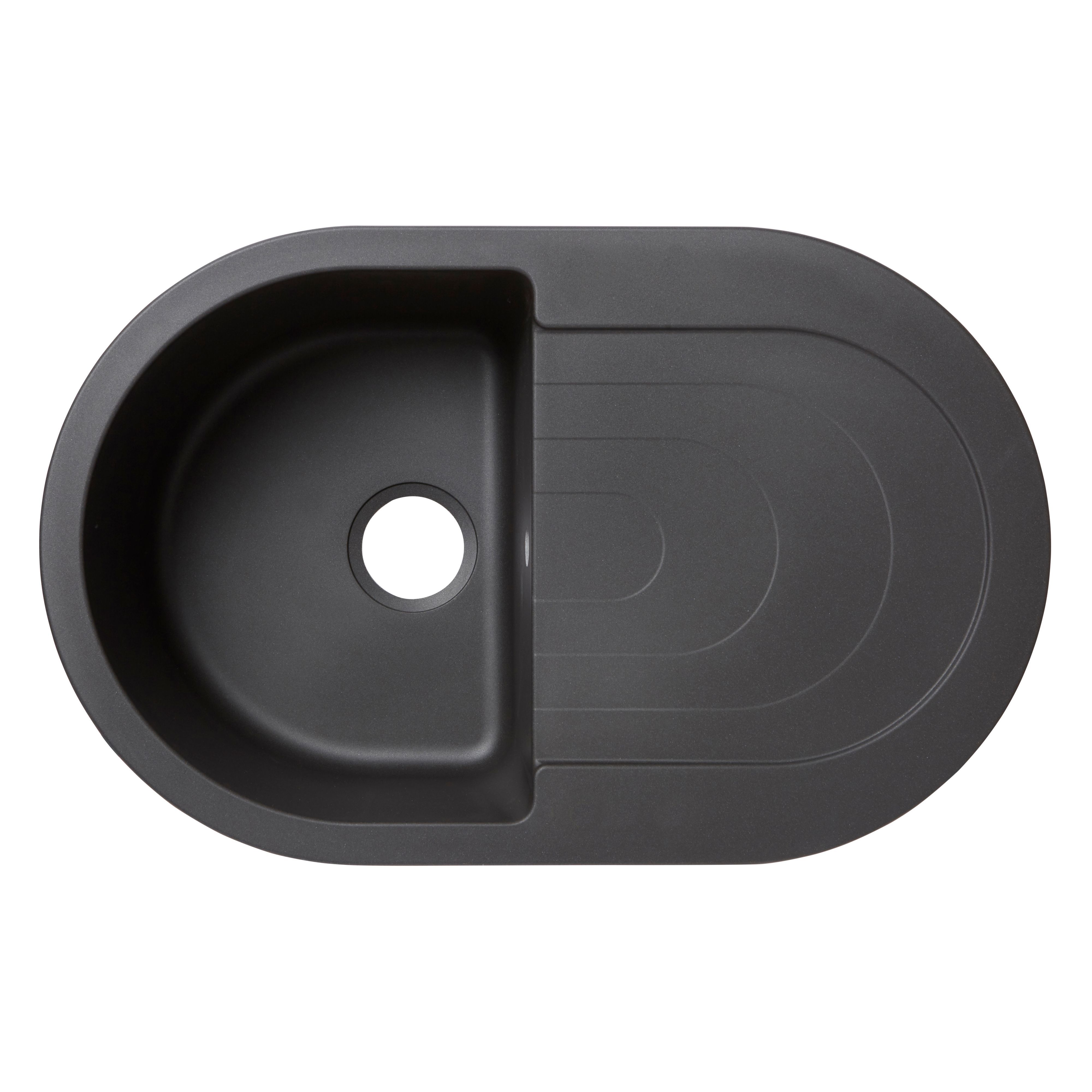 Cooke & Lewis Agnesi Black Composite Quartz 1 Bowl Sink & Drainer (W)500mm Price Comparisons | Compare The Build