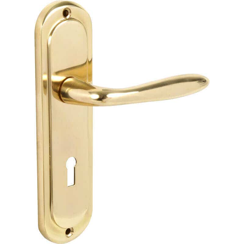 Mocho Solid Polished Brass Internal/External Lock Door Handle - Pair - Designer Levers Price Comparisons | Compare The Build