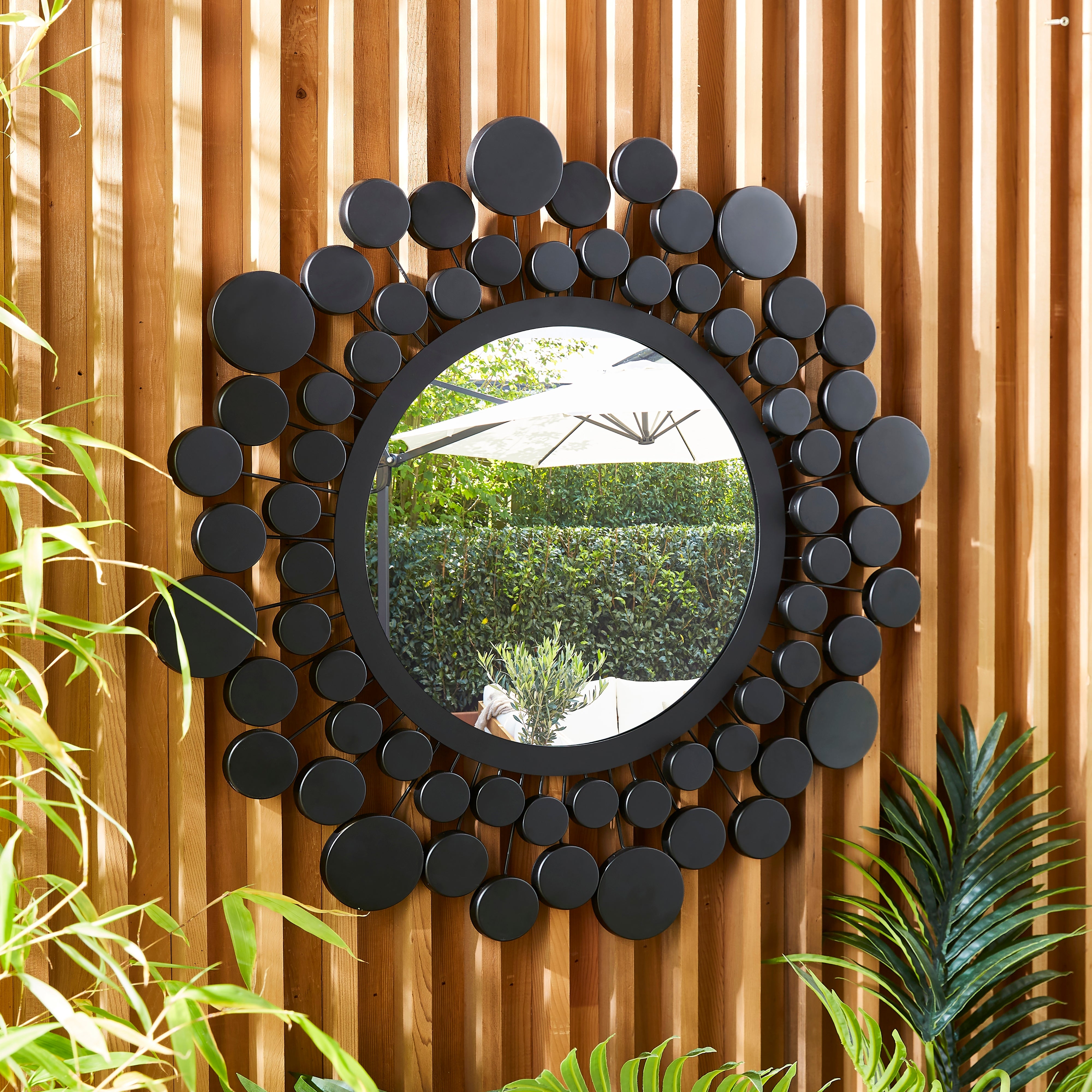 Amazonica Circles Round Indoor and Outdoor Mirror Black | Compare The Build