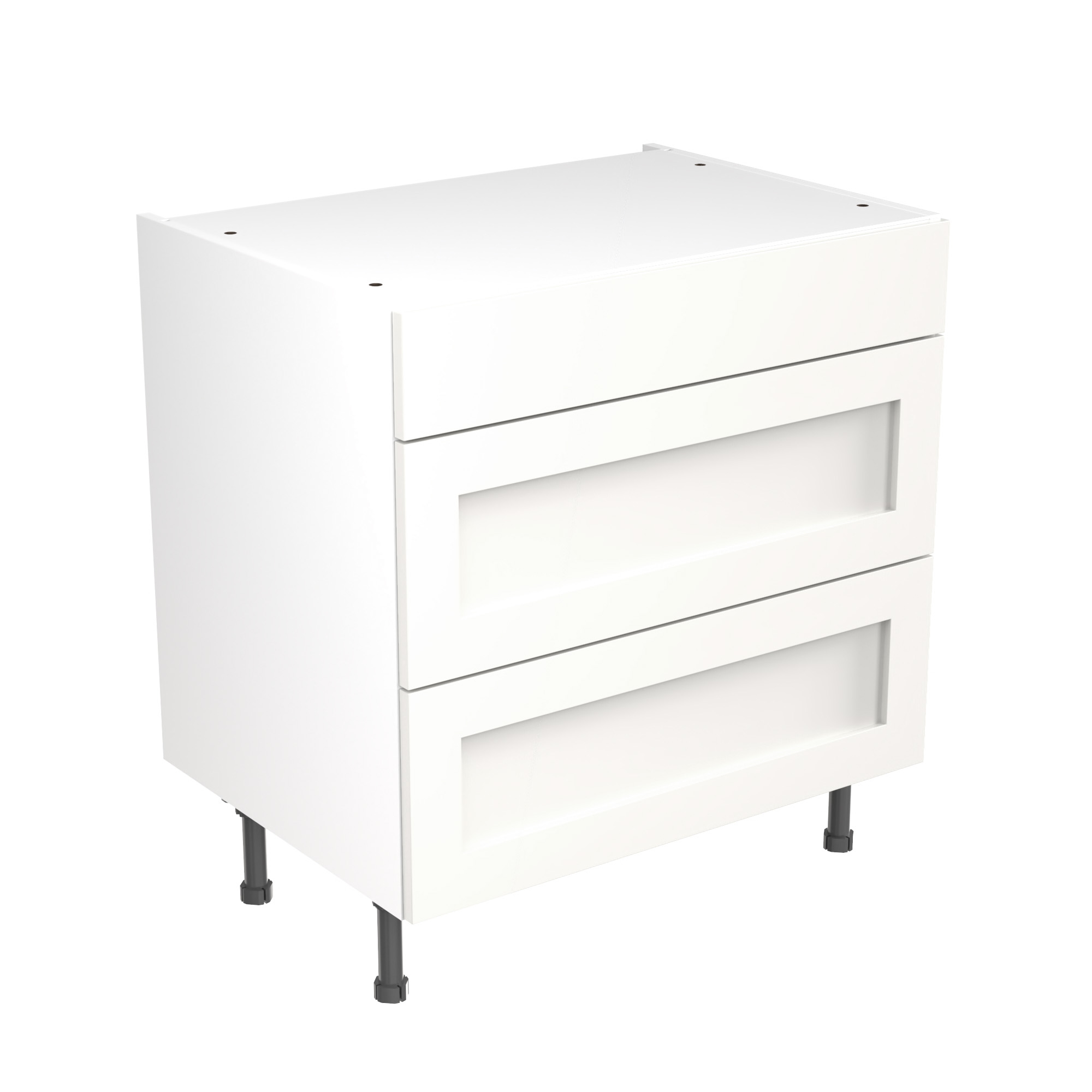 Flatpack Three Drawer Base Unit Shaker Ultra Matt White 800mm - FKKH0507 Price Comparisons | Compare The Build