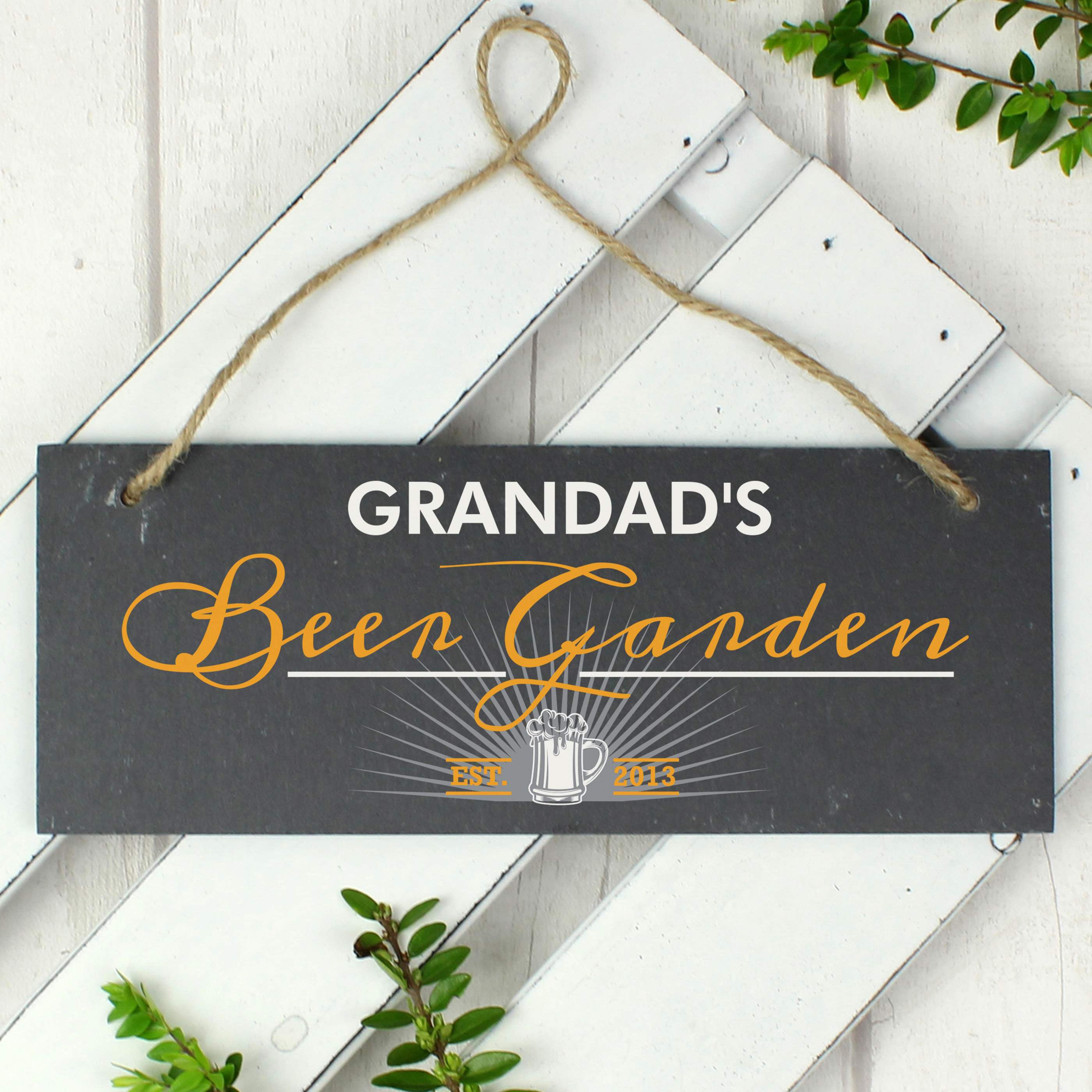 Personalised Beer Garden Printed Hanging Slate Plaque Slate (Grey) | Compare The Build