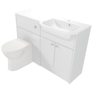 Deccado Benham Bright White Right Hand 1200mm Fitted Vanity & Toilet Pan Unit Combination with Right Hand Basin Price Comparisons | Compare The Build