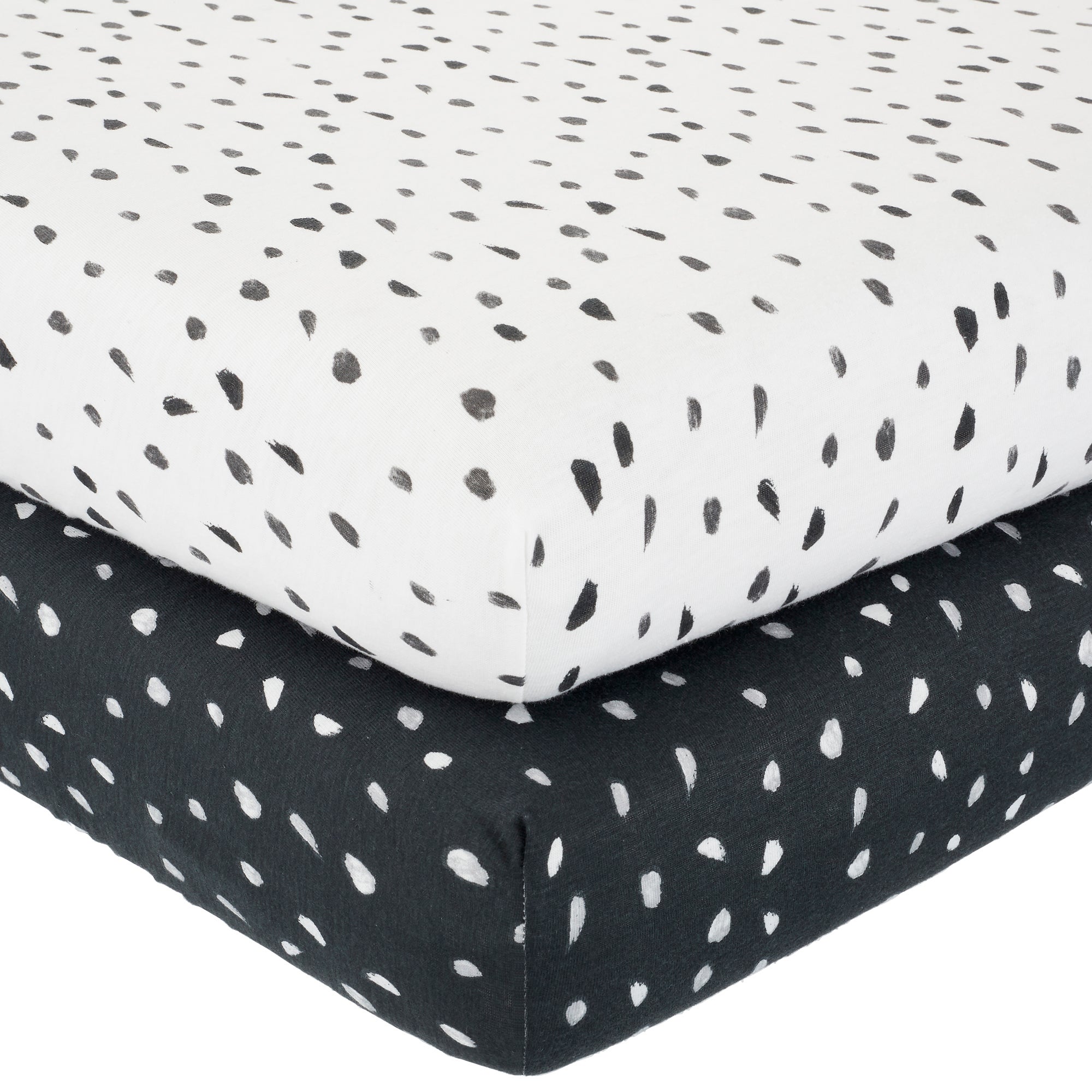 Set of 2 Spotted 100% Cotton Jersey Fitted Sheets Black and white Price Comparisons | Compare The Build