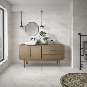 Wickes Boutique Calatrava Marble Matt Ceramic Wall Tile - 750 x 250mm - Pack of 7 Price Comparisons | Compare The Build