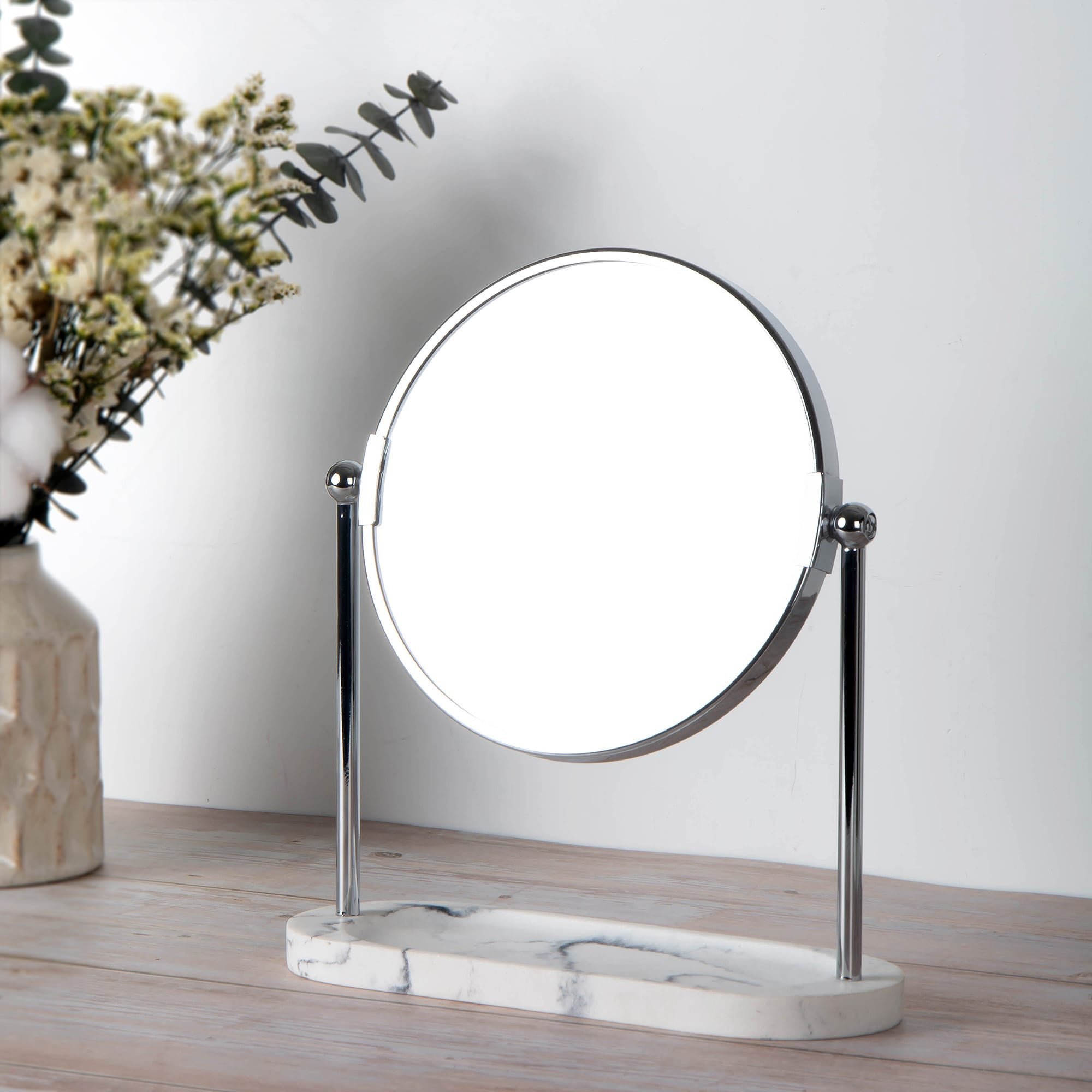 Marble Effect Pedestal Mirror and Storage Tray White Price Comparisons | Compare The Build