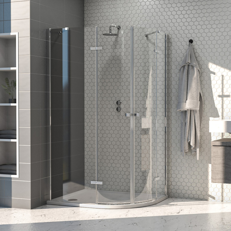 Aqualux Frameless 8mm Offset Quadrant Shower Enclosure 1200x800mm in Chrome Price Comparisons | Compare The Build