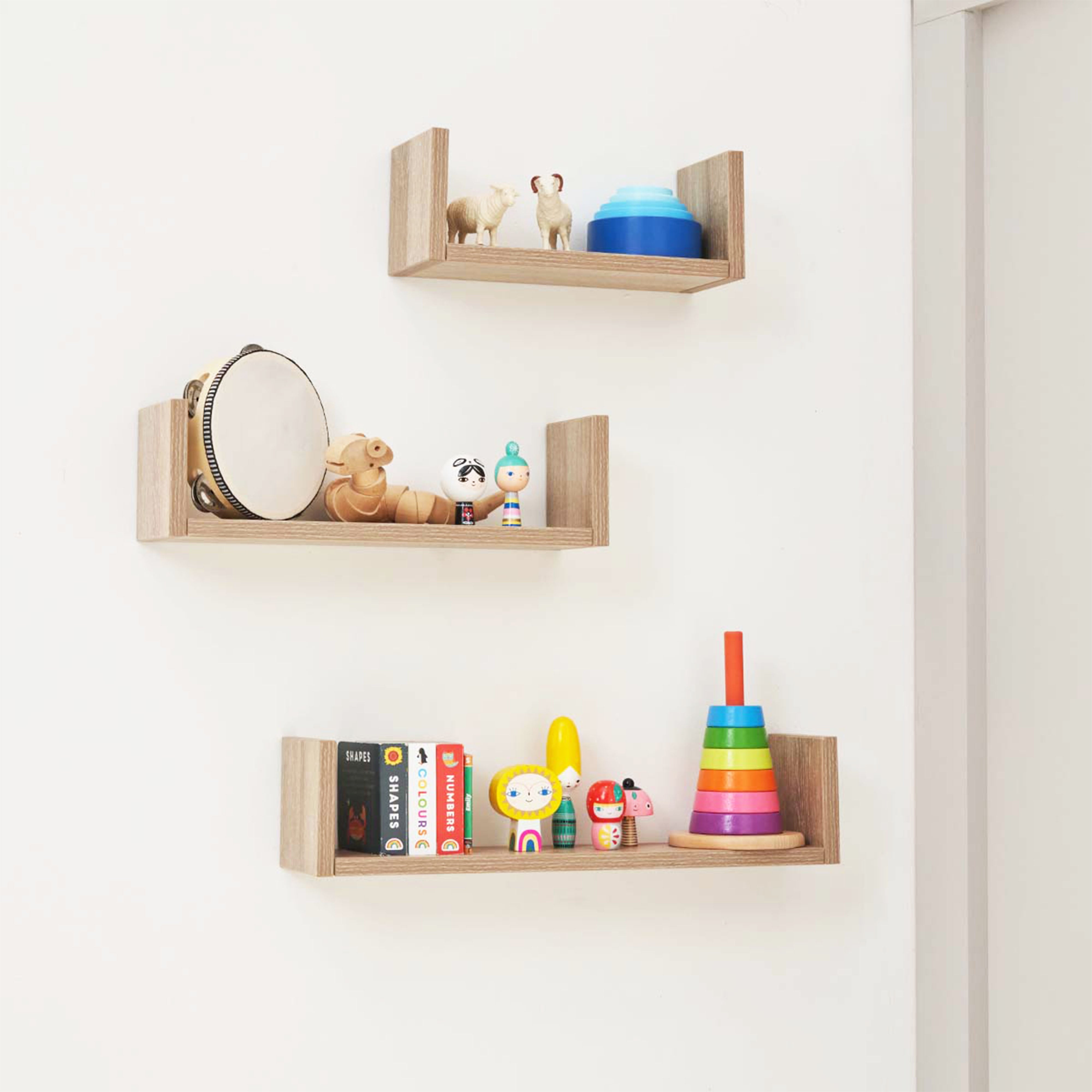 Tutti Bambini Modena Set of Three UShaped Wall Shelves Light Brown Price Comparisons | Compare The Build