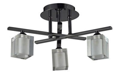 Inlight Narran Cubic Black Nickel Effect 3 Lamp Ceiling Light Price Comparisons | Compare The Build