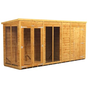 Power Sheds 14 x 4ft Pent Shiplap Dip Treated Summerhouse - Including 4ft Side Store Price Comparisons | Compare The Build