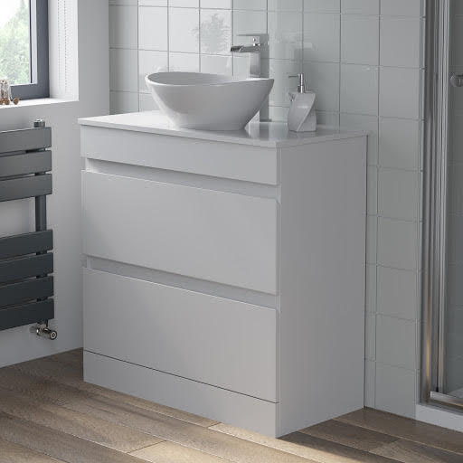 Artis White Gloss Free Standing Drawer Vanity Unit & Affine Roubaix Countertop Basin- 800mm Width | Compare The Build