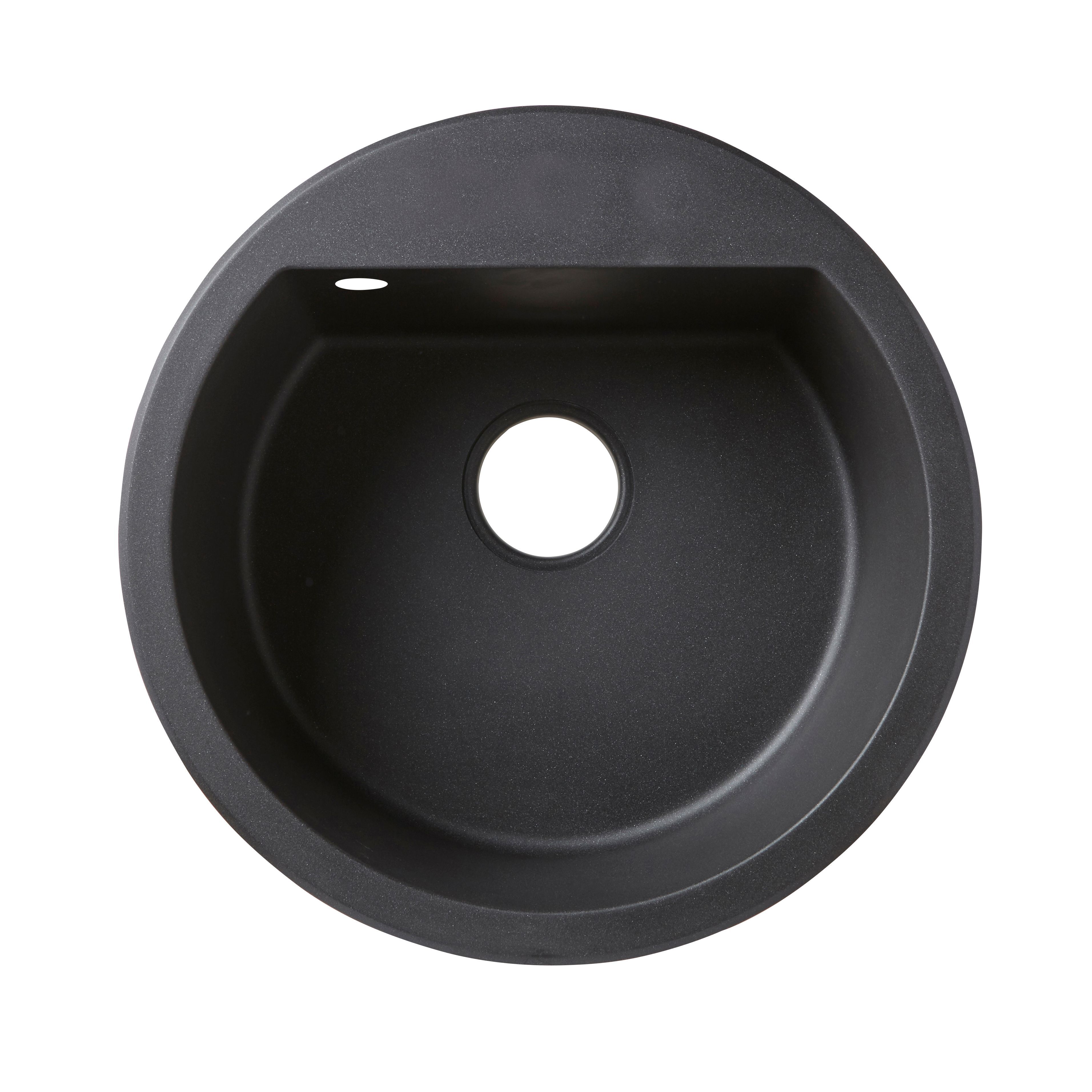 Cooke & Lewis Drexler Black Composite Quartz Circular 1 Bowl Sink (W)510mm | Compare The Build