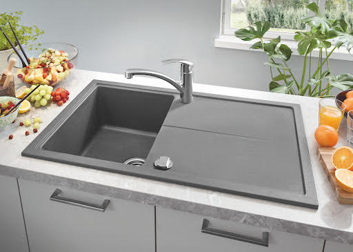 Grohe K400 Granite Grey 1.0 Composite Inset Kitchen Sink  - Drainer & Waste 860 x 500mm | Compare The Build