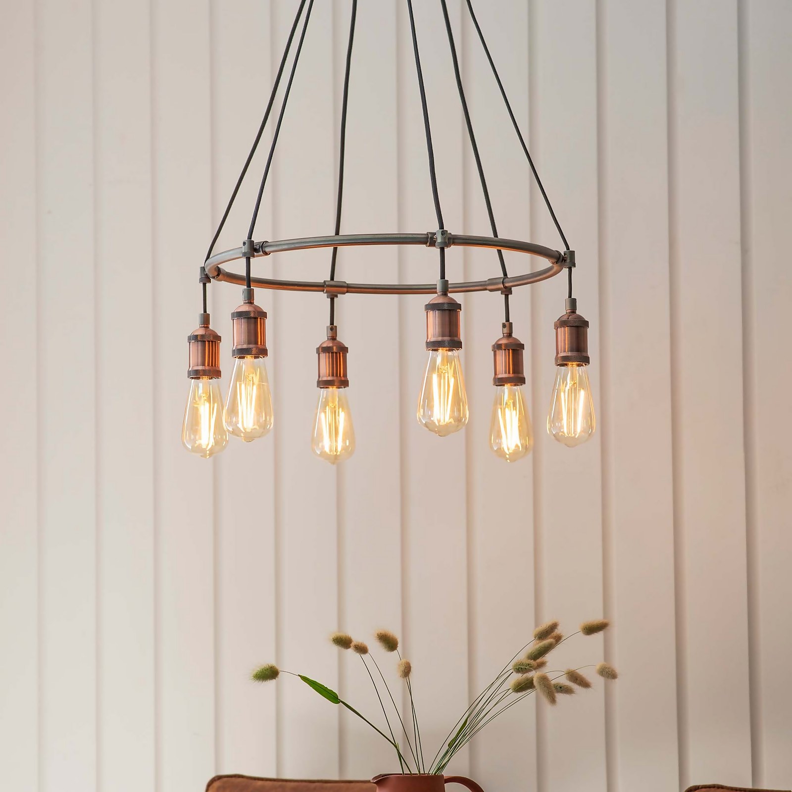 Henrik 6 Light Pendant Light - Pewter | Compare The Build