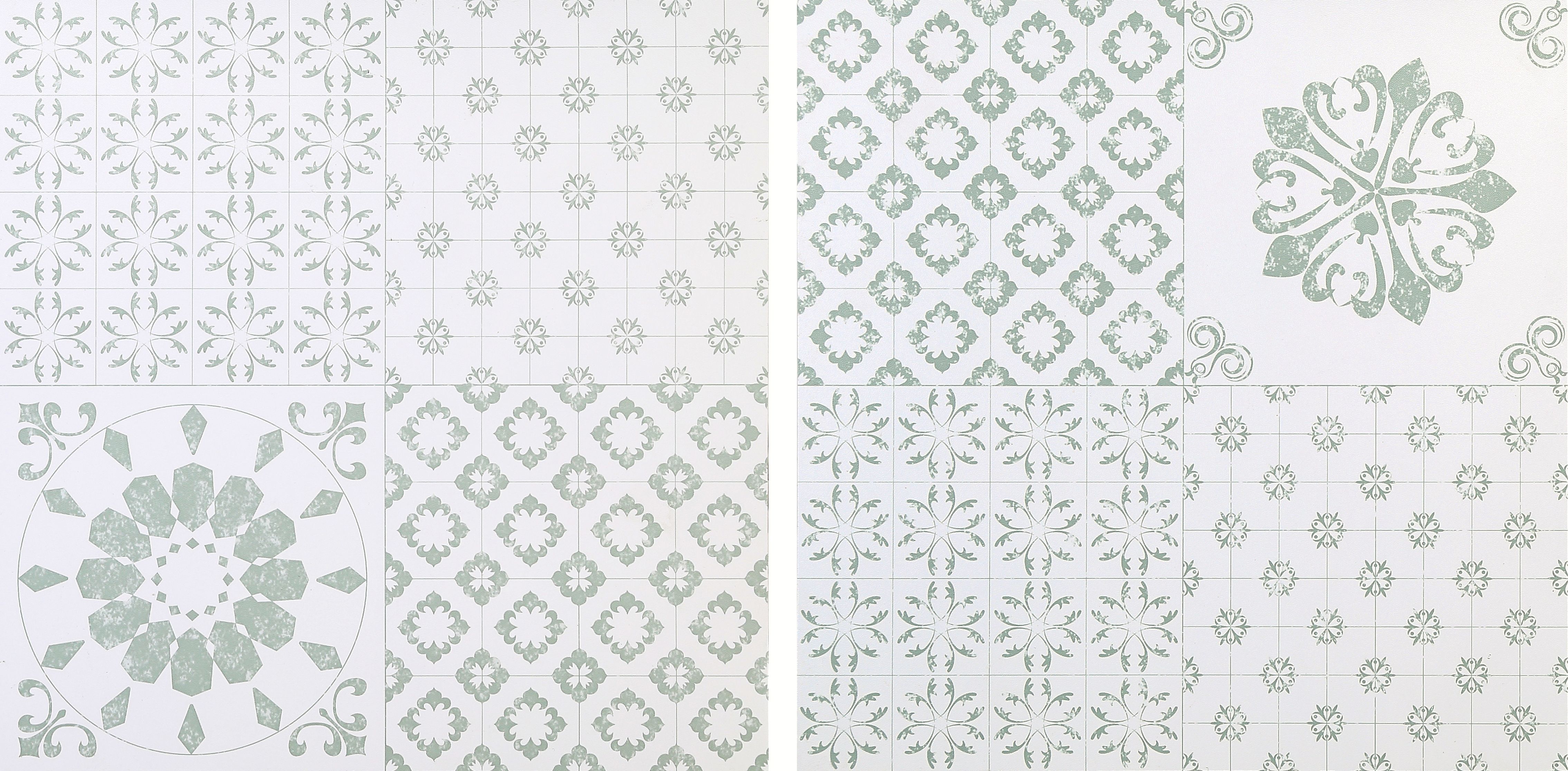 Colours Green & White Patchwork Effect Vinyl Tile, Pack Of 11 Price Comparisons | Compare The Build