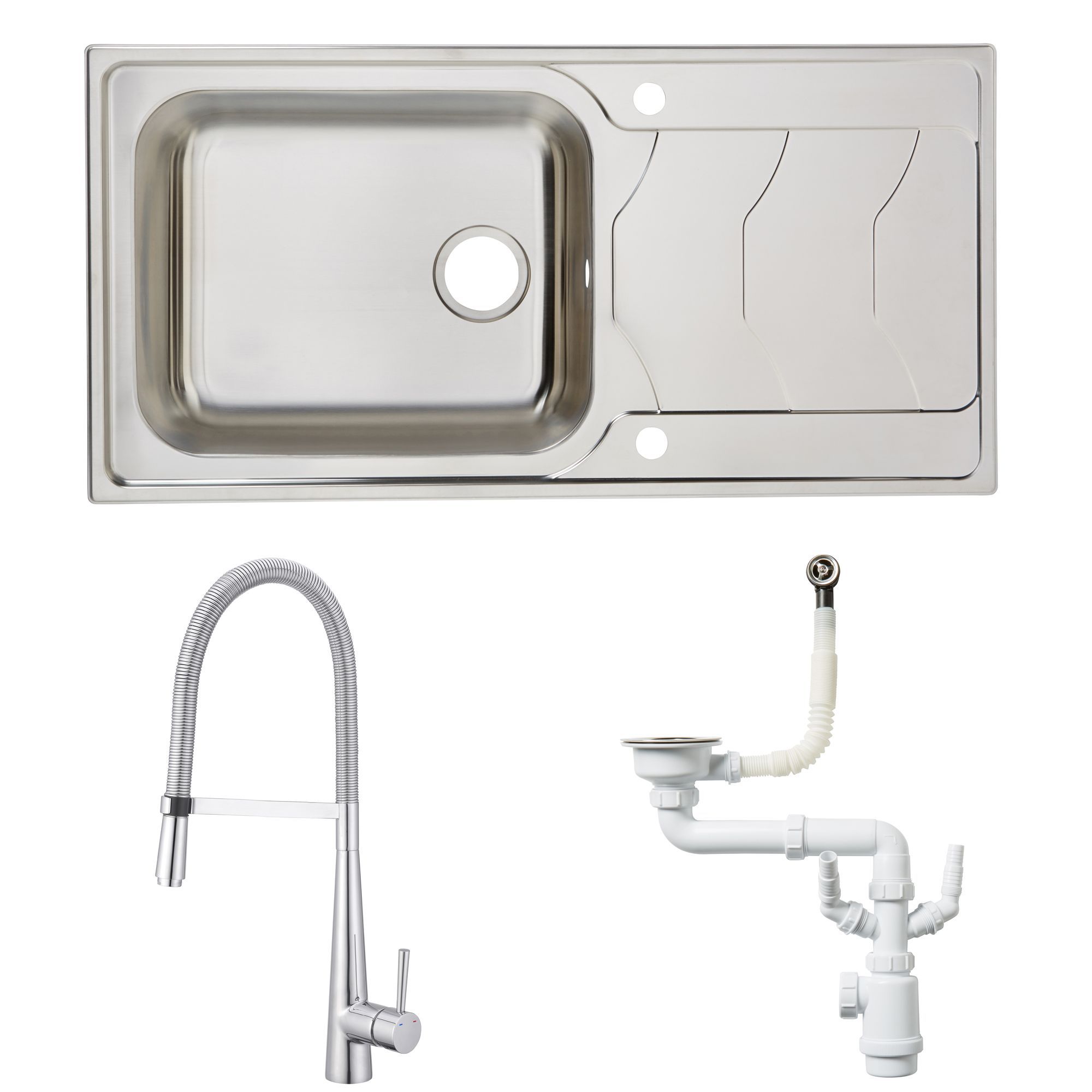 Cooke & Lewis Buckland Stainless Steel 1 Bowl Sink, Tap & Waste Kit | Compare The Build