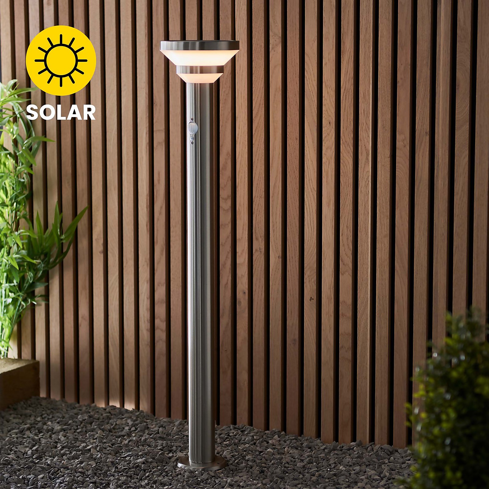 Halton 80cm Photocell & PIR Solar Outdoor Floor Light - Stainless Steel Price Comparisons | Compare The Build