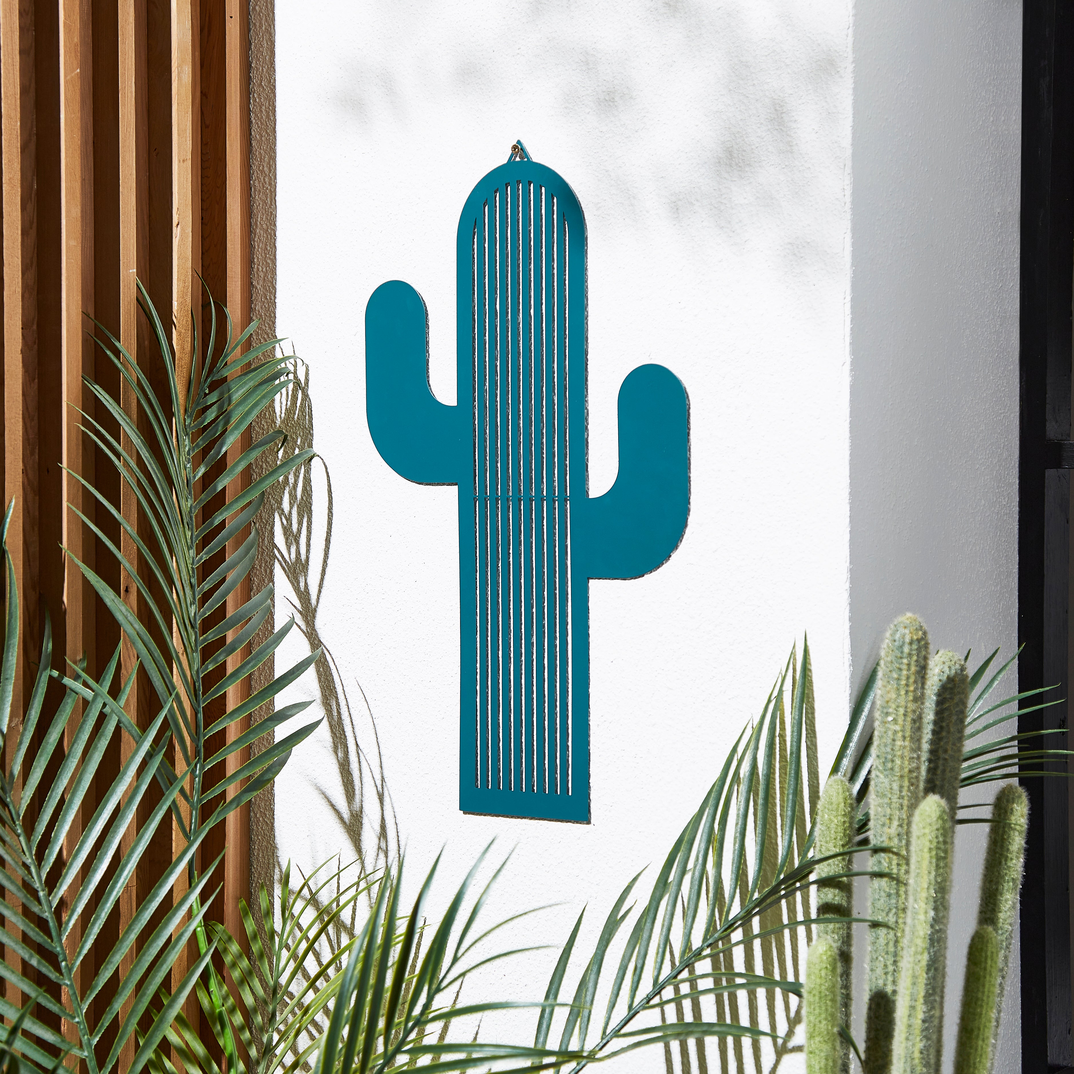 Blue Cactus Indoor Outdoor Wall Art Blue Price Comparisons | Compare The Build