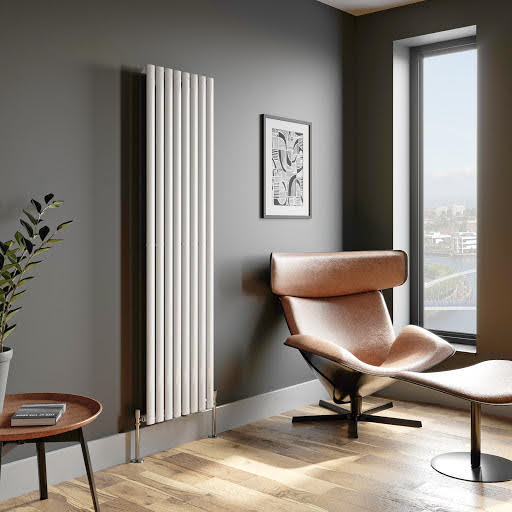 DuraTherm Vertical Oval Tube Single Panel Designer Radiator - 1800 x 480mm White Price Comparisons | Compare The Build