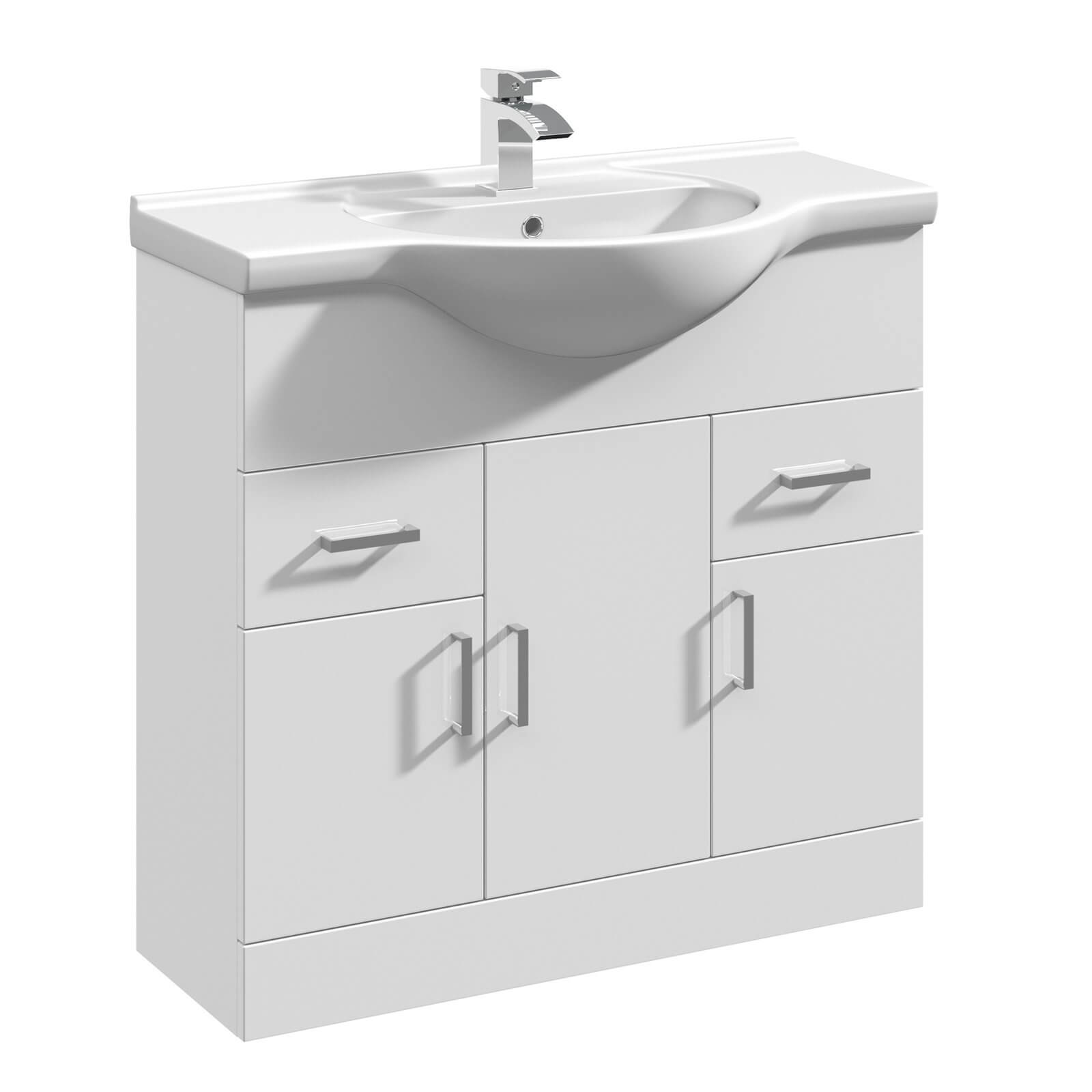 Balterley Orbit 850mm Freestanding Unit With Basin 1 - Gloss White Price Comparisons | Compare The Build